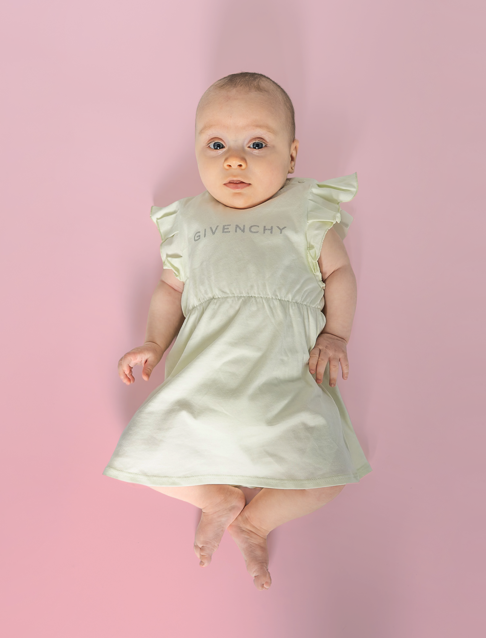 Ruffled glitter logo dress