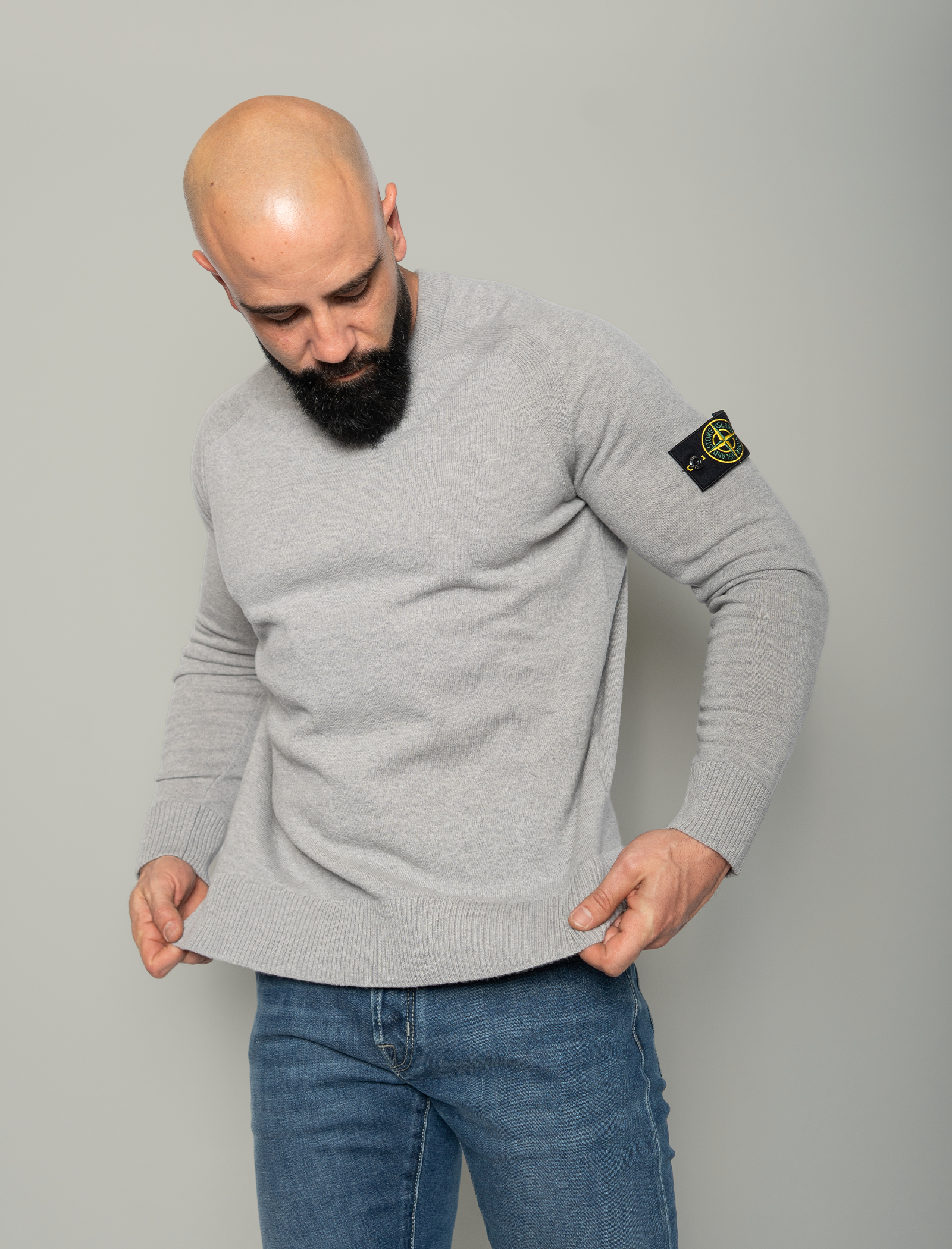 Crewneck raglan wool jumper