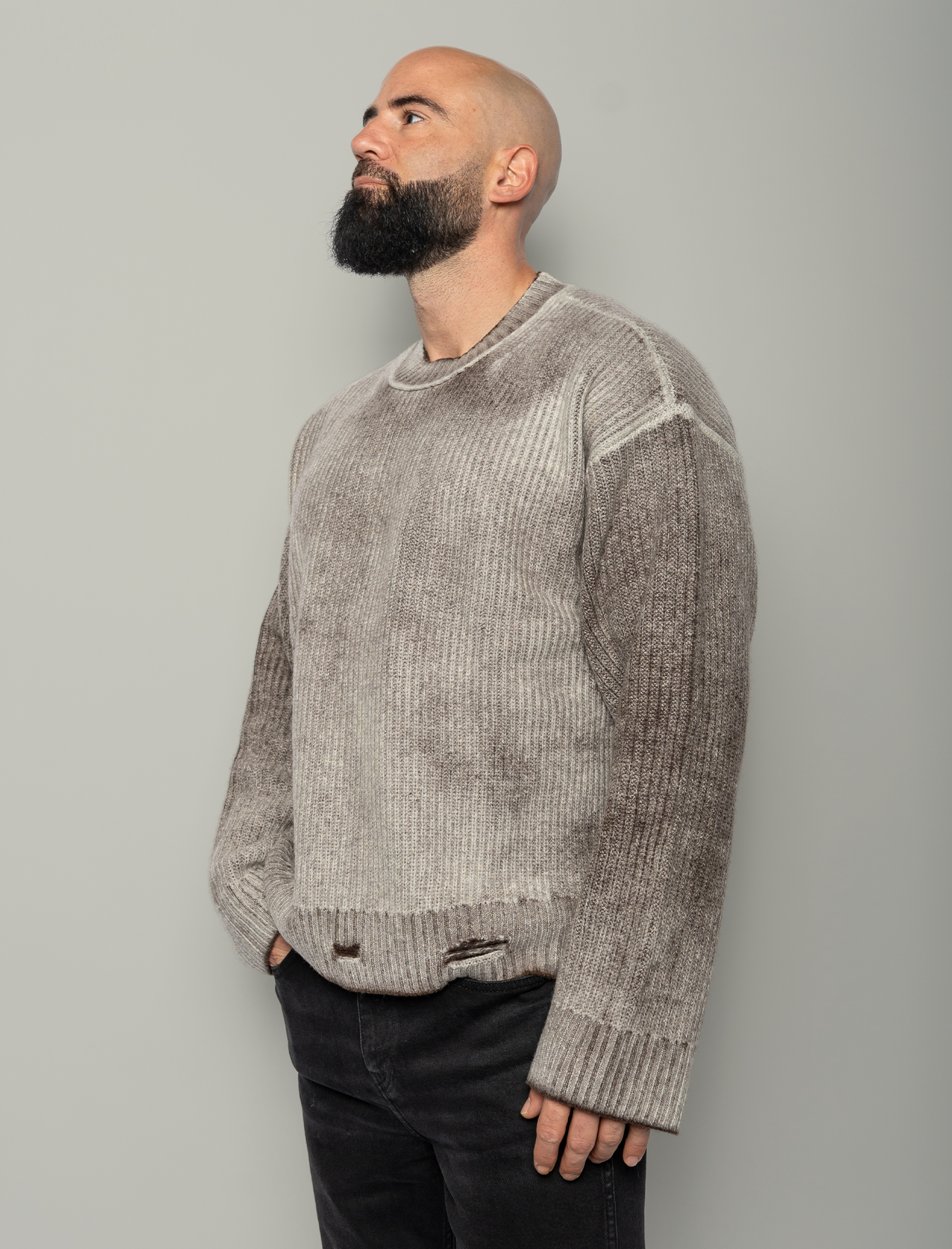 Reversible fade knit sweater