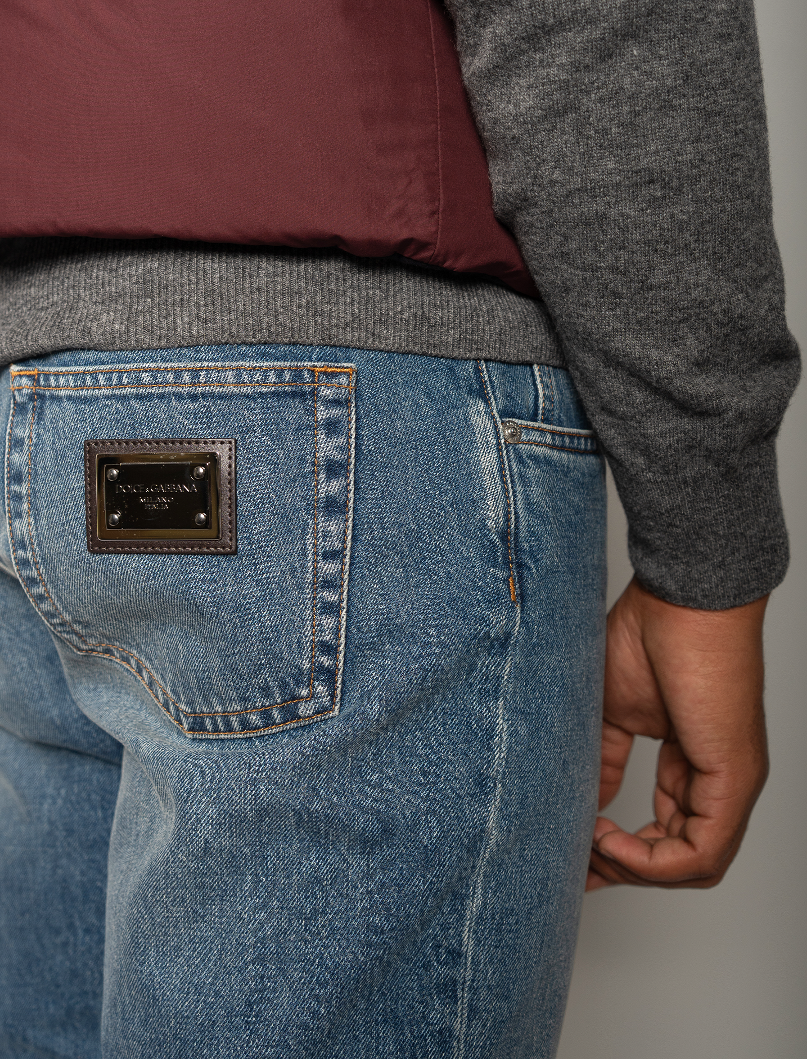 Regular fit cotton jeans