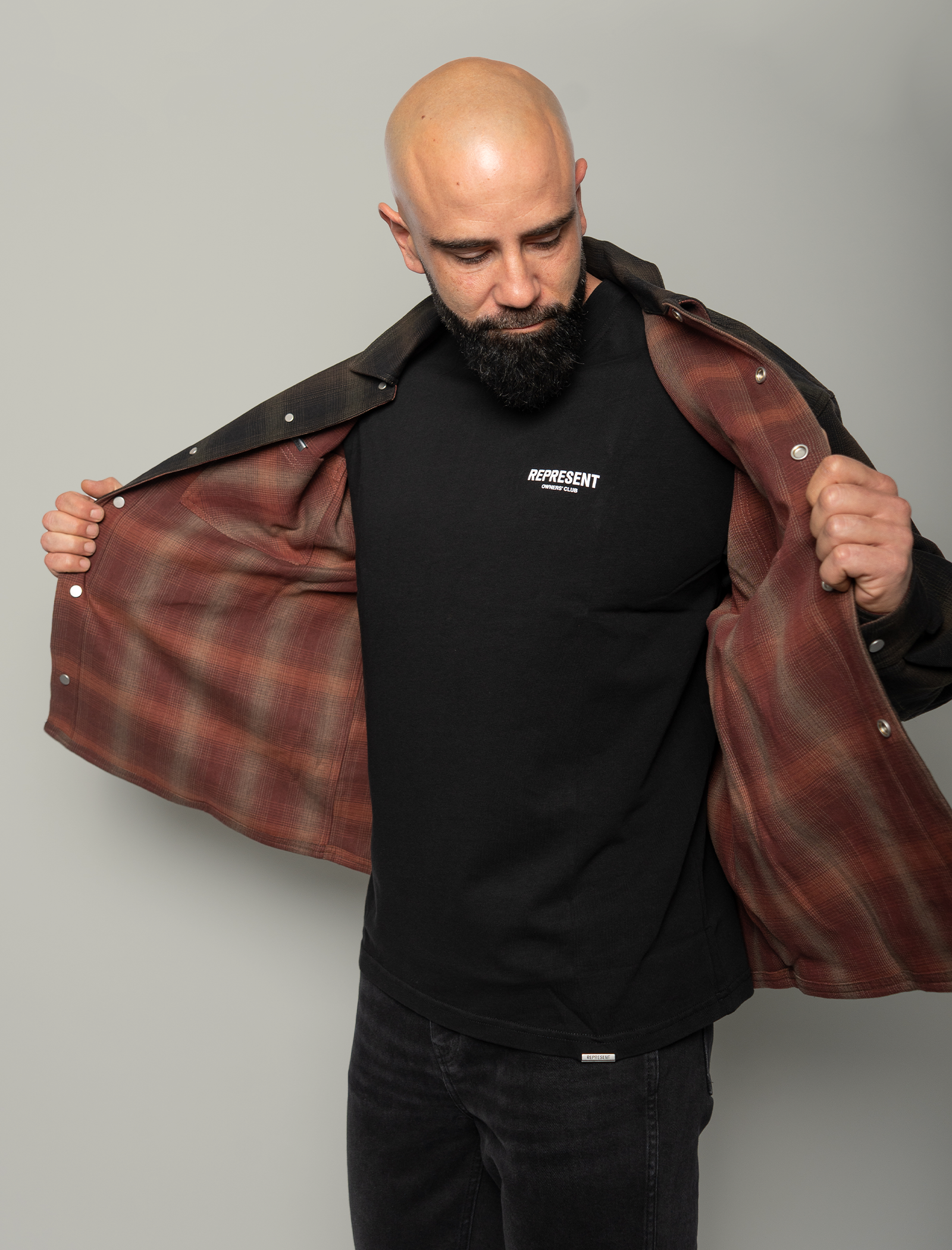 Reversible bonded check shirt