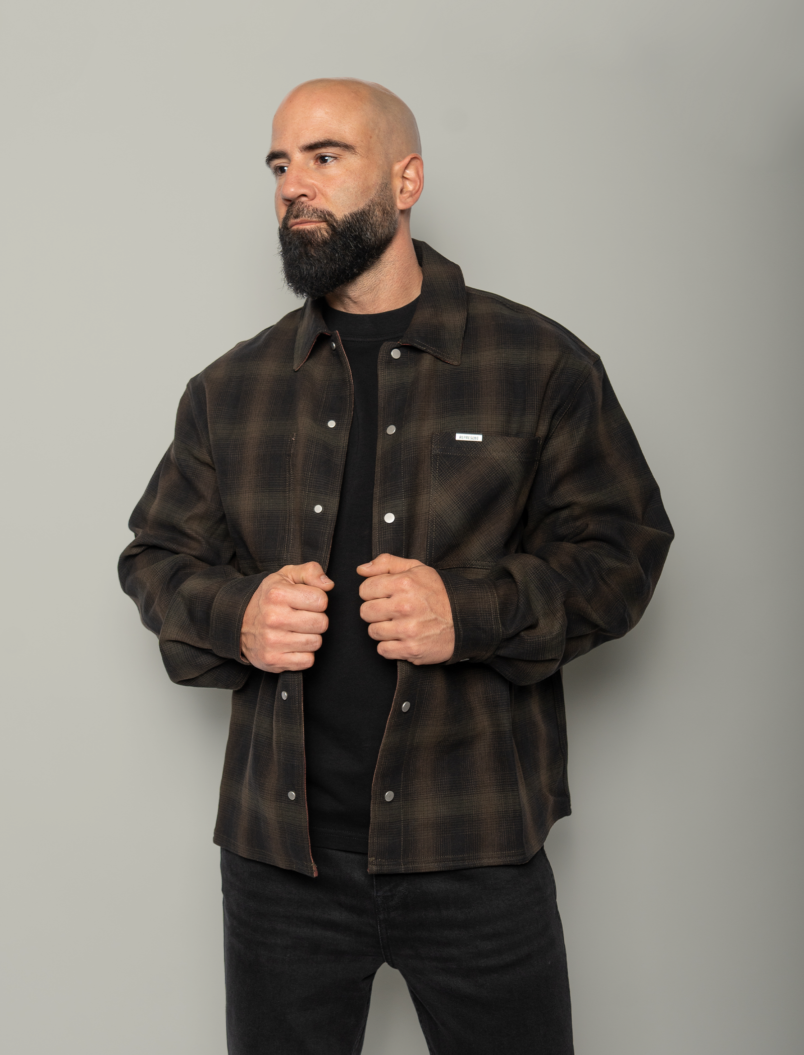 Reversible bonded check shirt