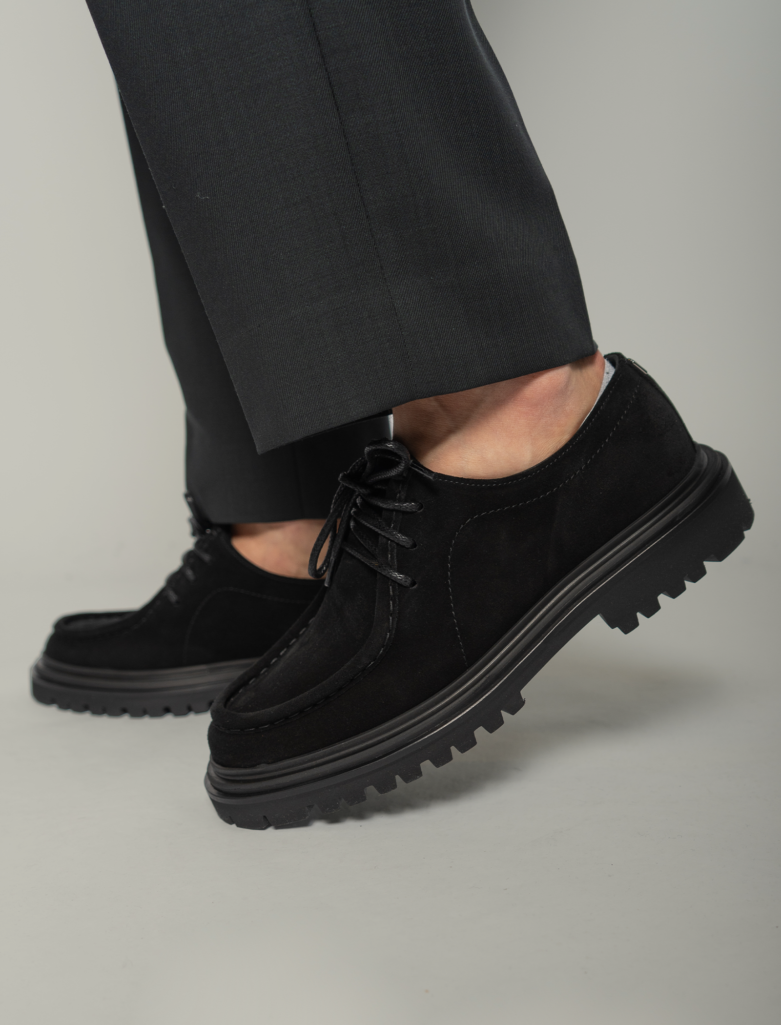 Split calfskin derby loafers