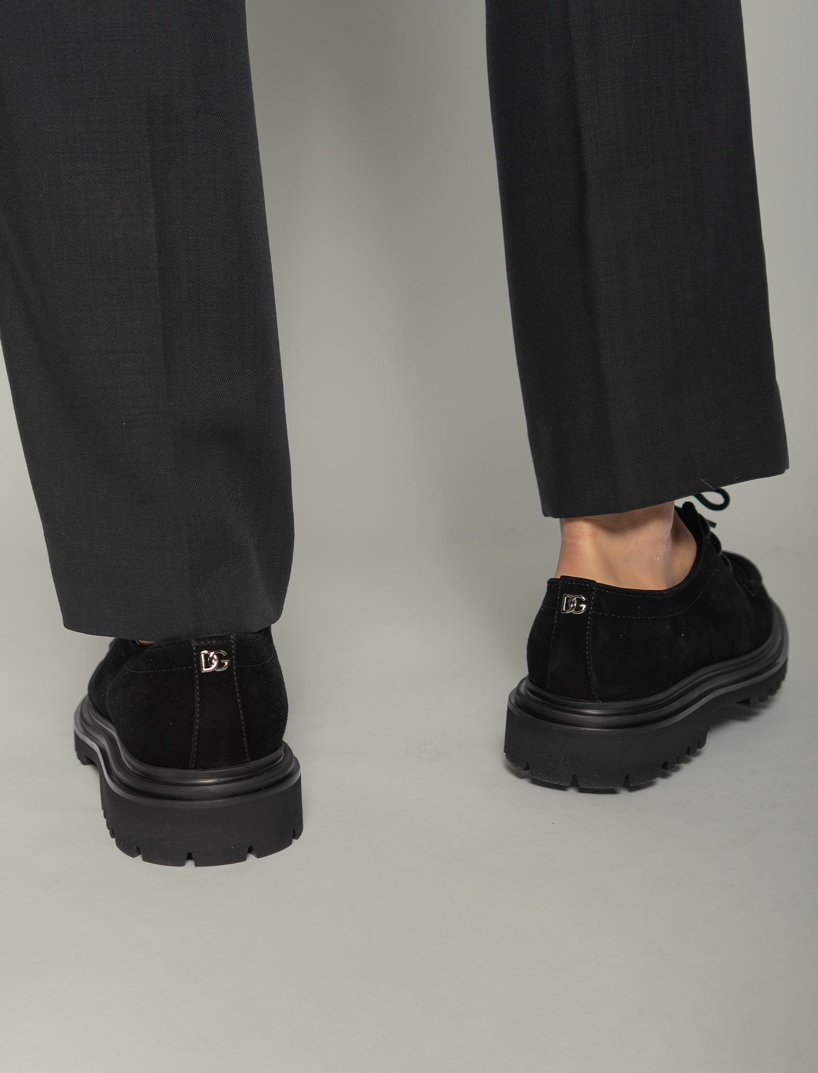 Split calfskin derby loafers