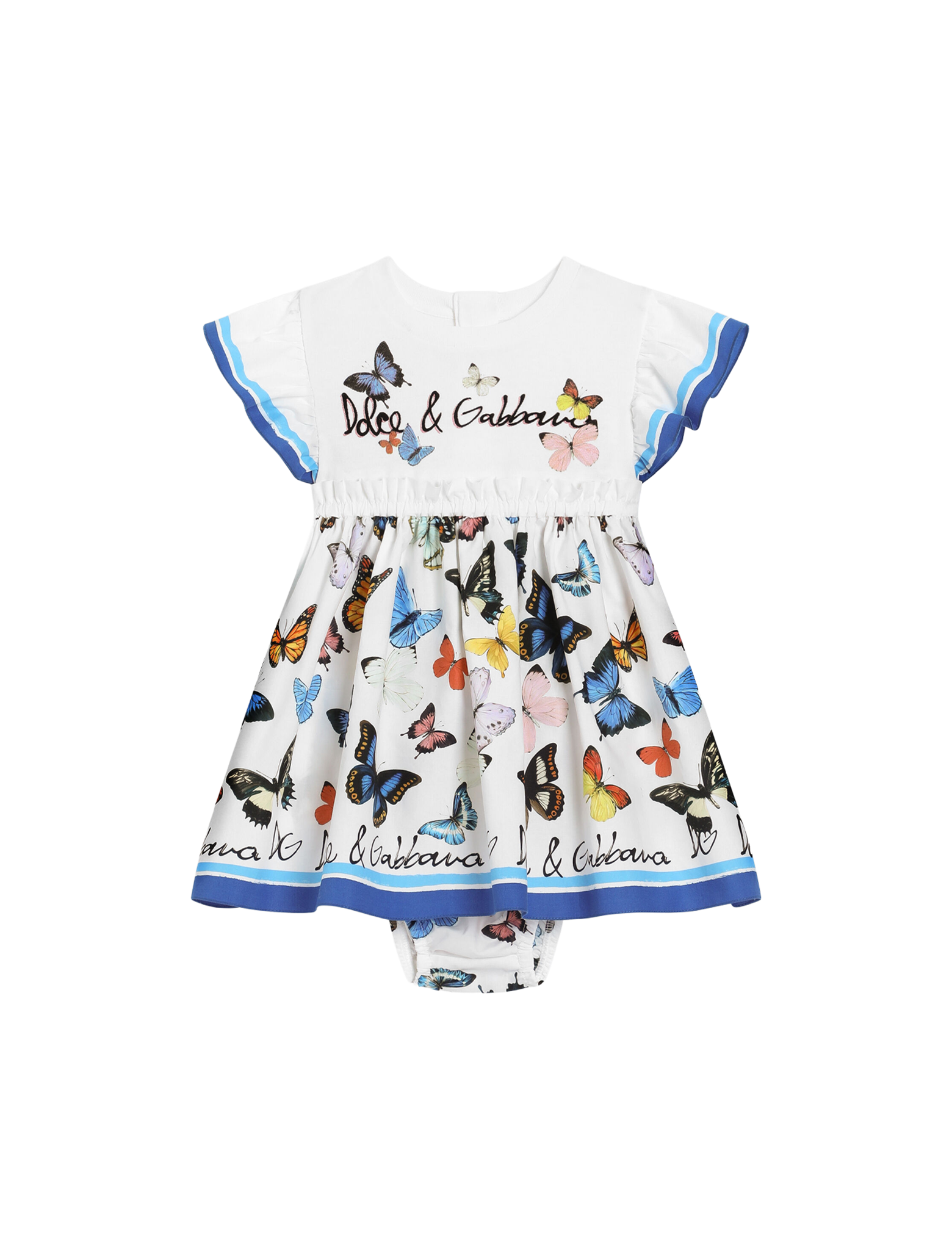 Butterfly-print poplin dress