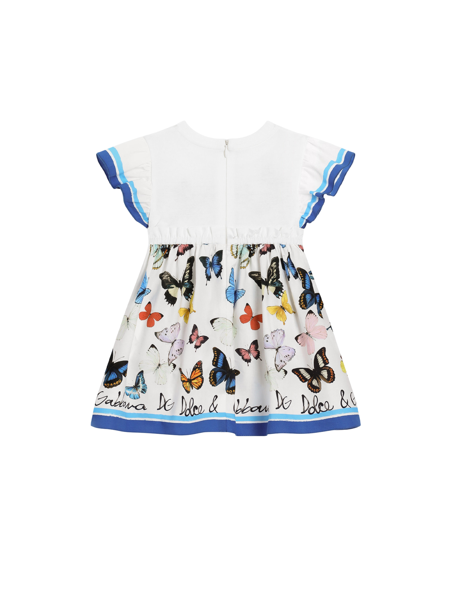 Butterfly-print poplin dress