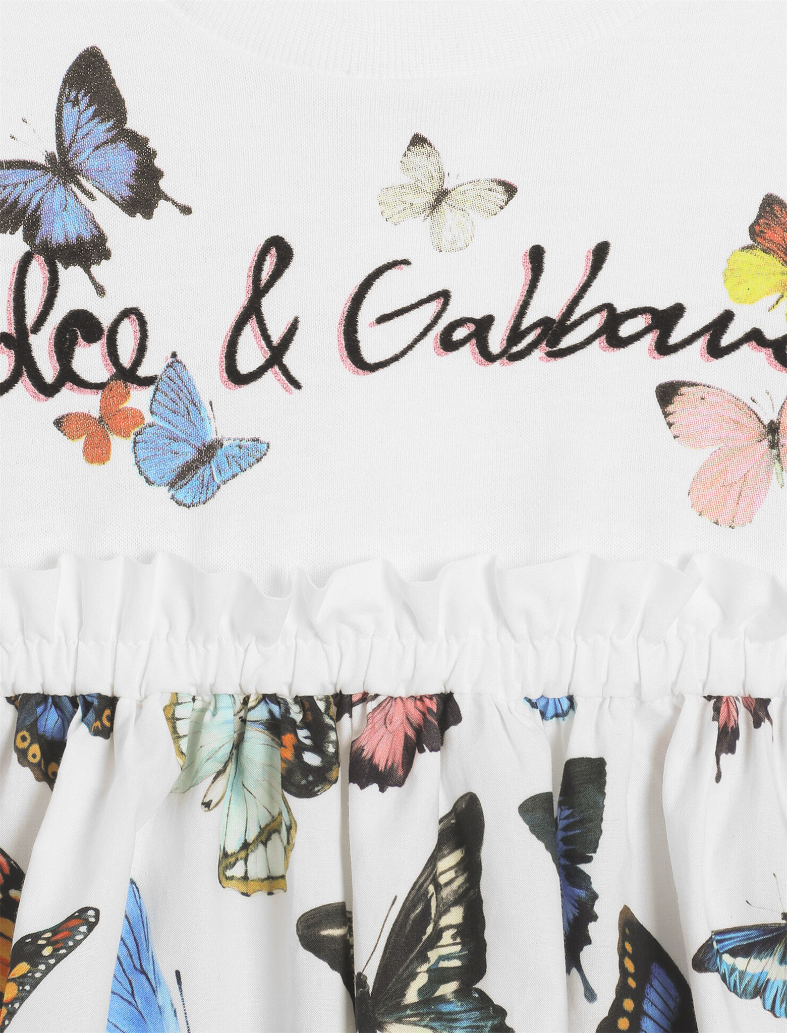 Butterfly-print poplin dress