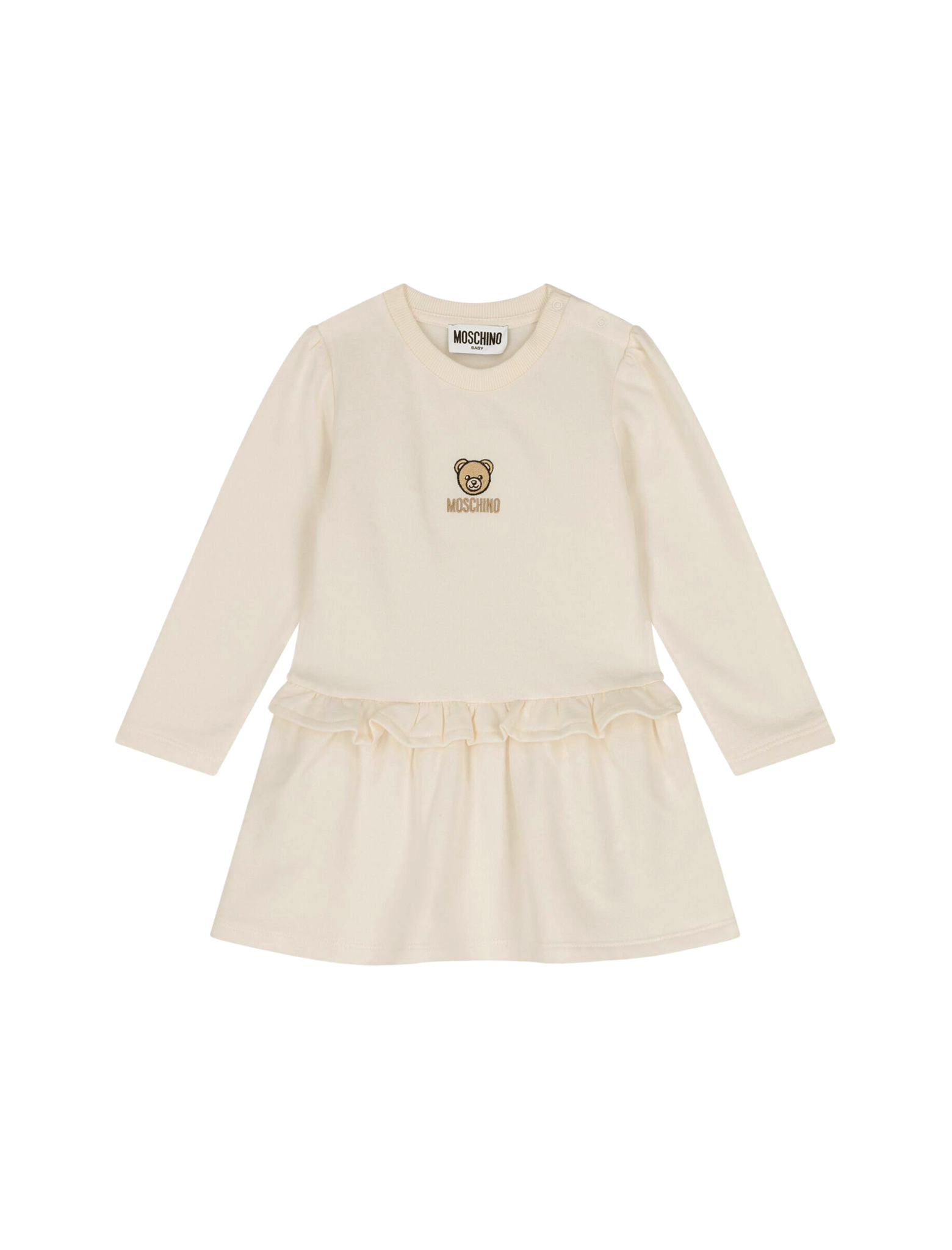 Embroidered logo ruffled dress