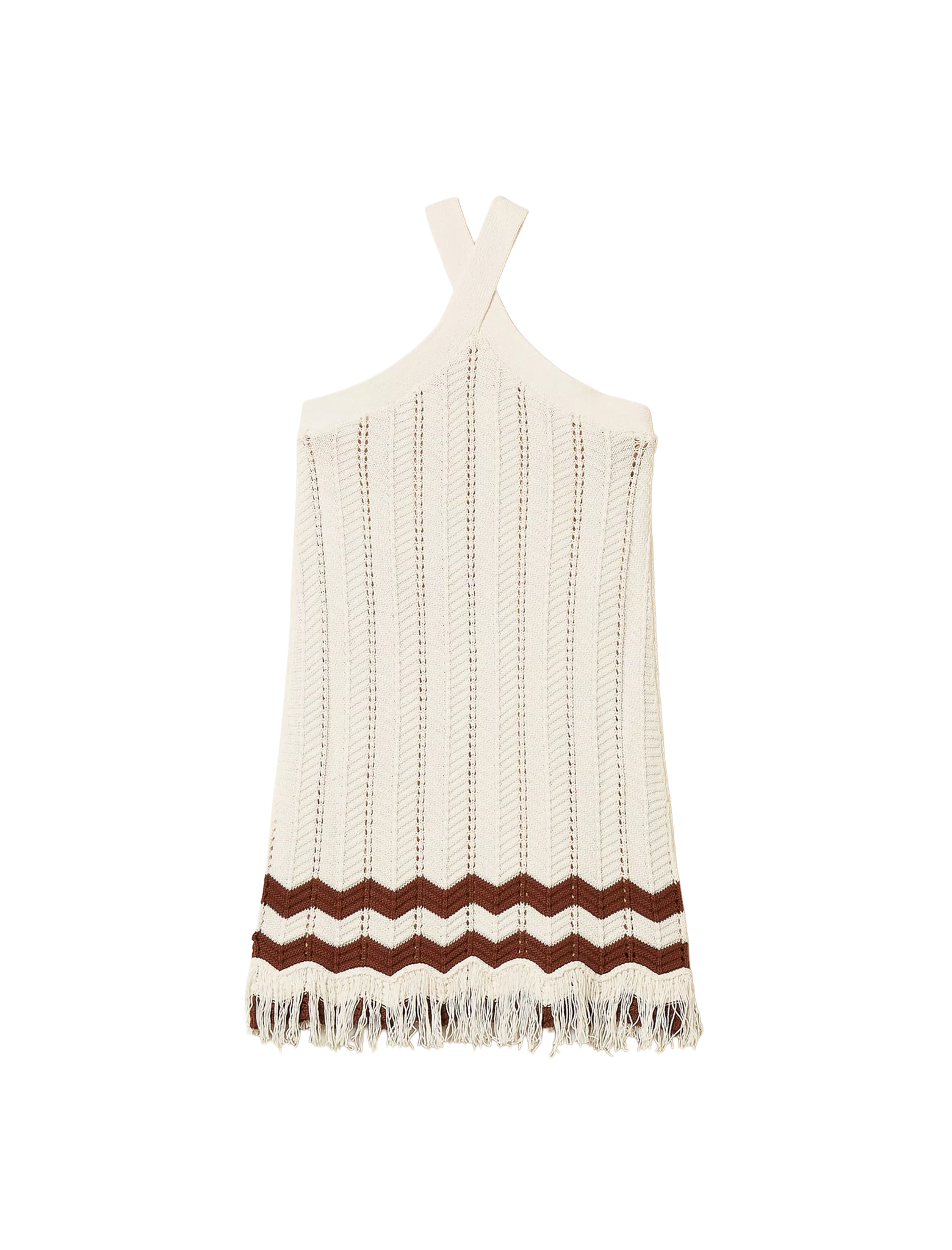 Knitted pattern fringes dress