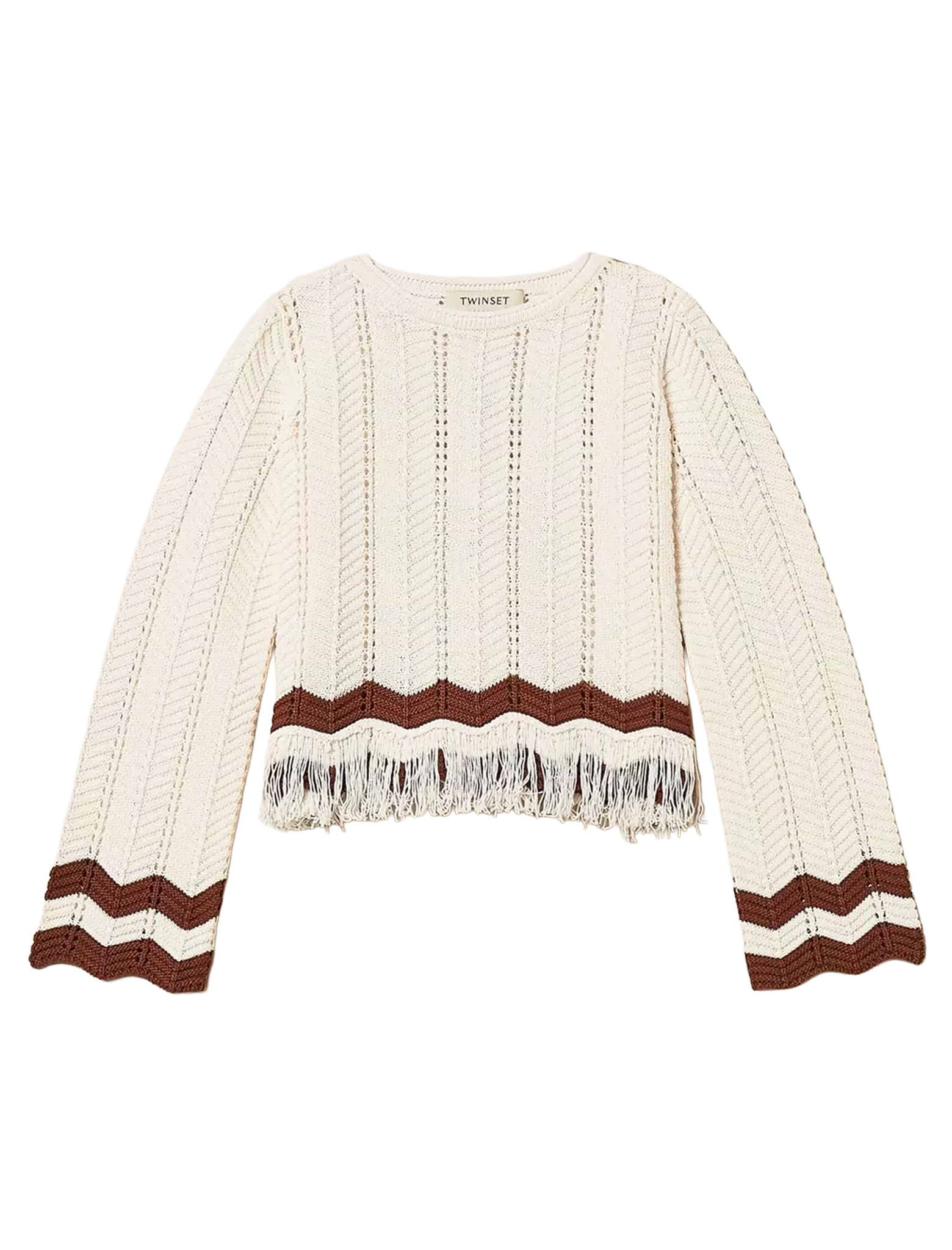 Knitted pattern fringes jumper