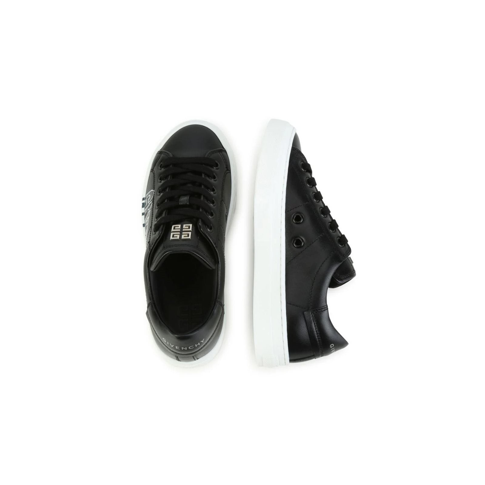 Leather logo print sneakers