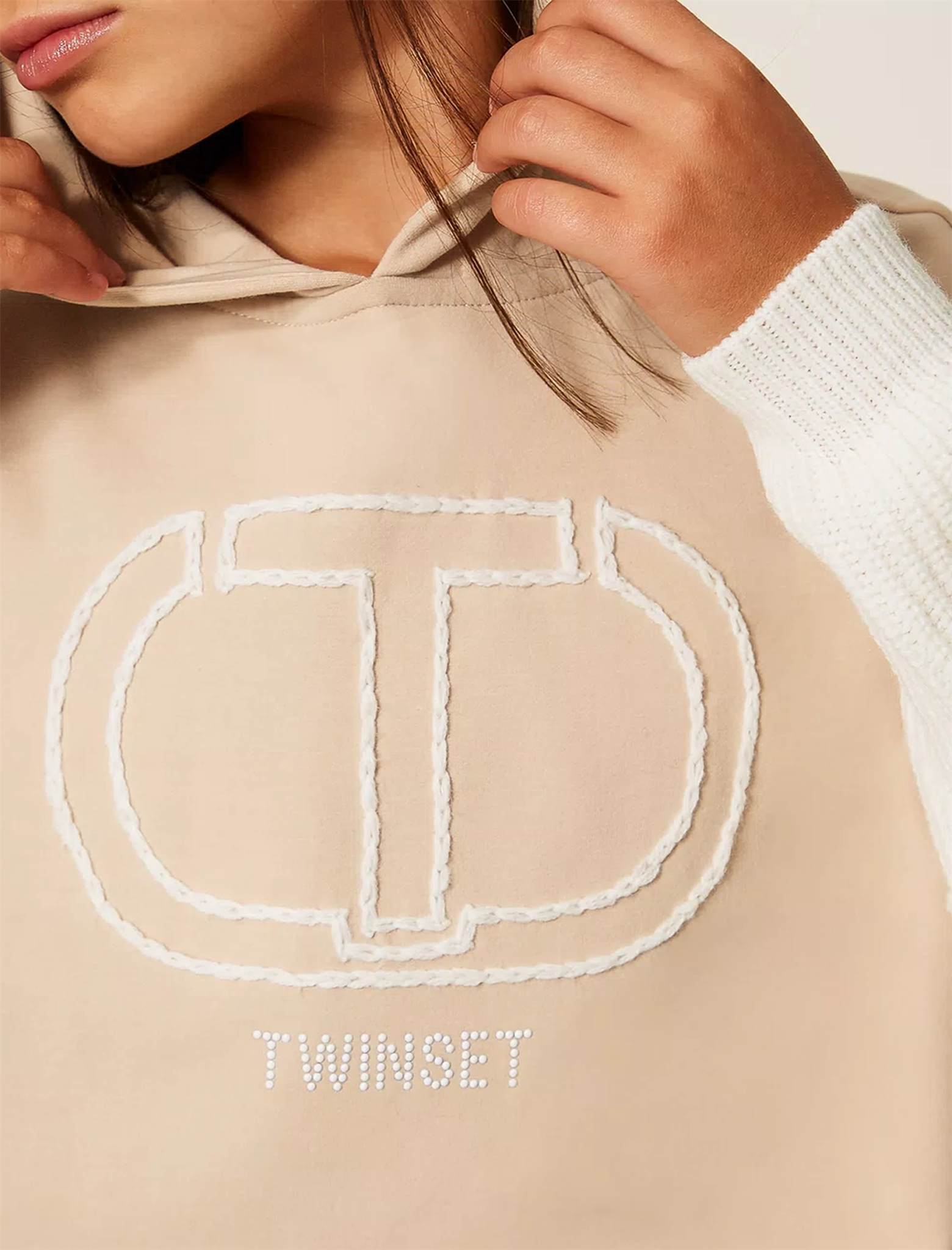 Logo knitted fleece hoodie