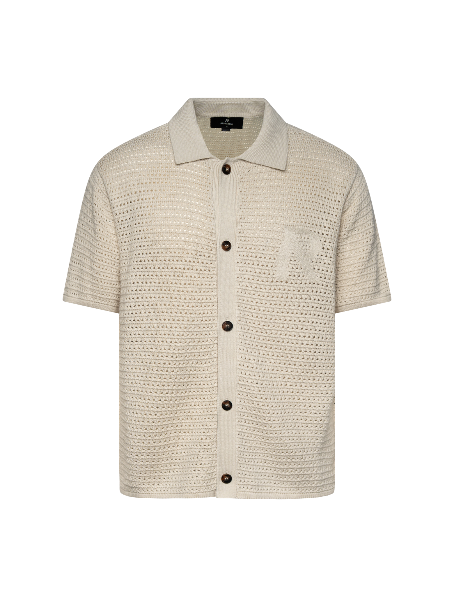 Pico open work knitted shirt