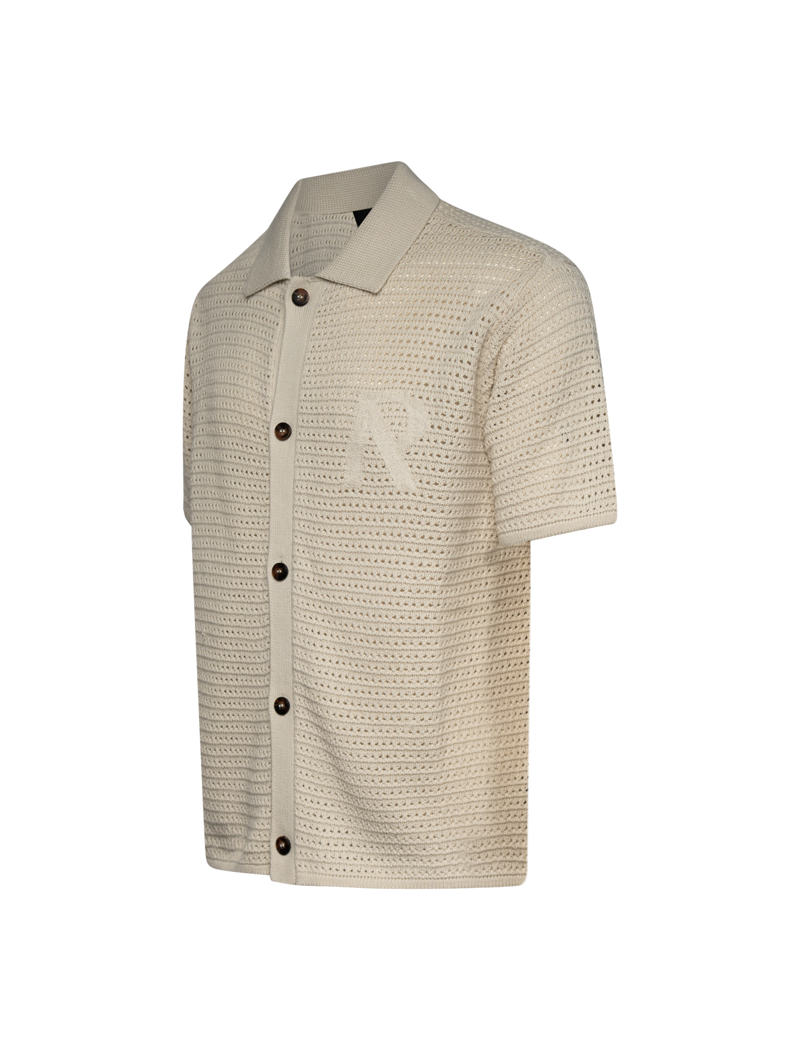 Pico open work knitted shirt
