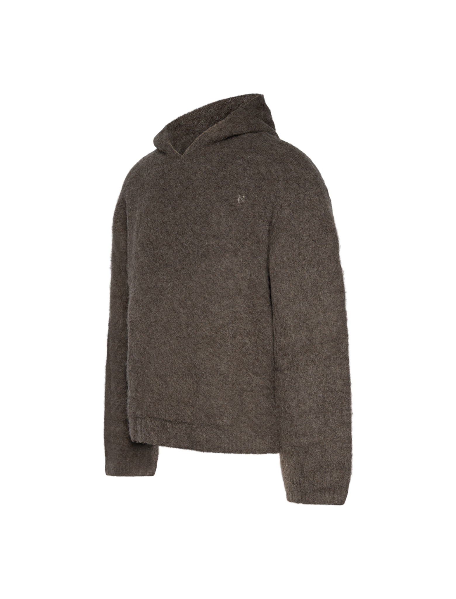 Textured Borg knitted hoodie