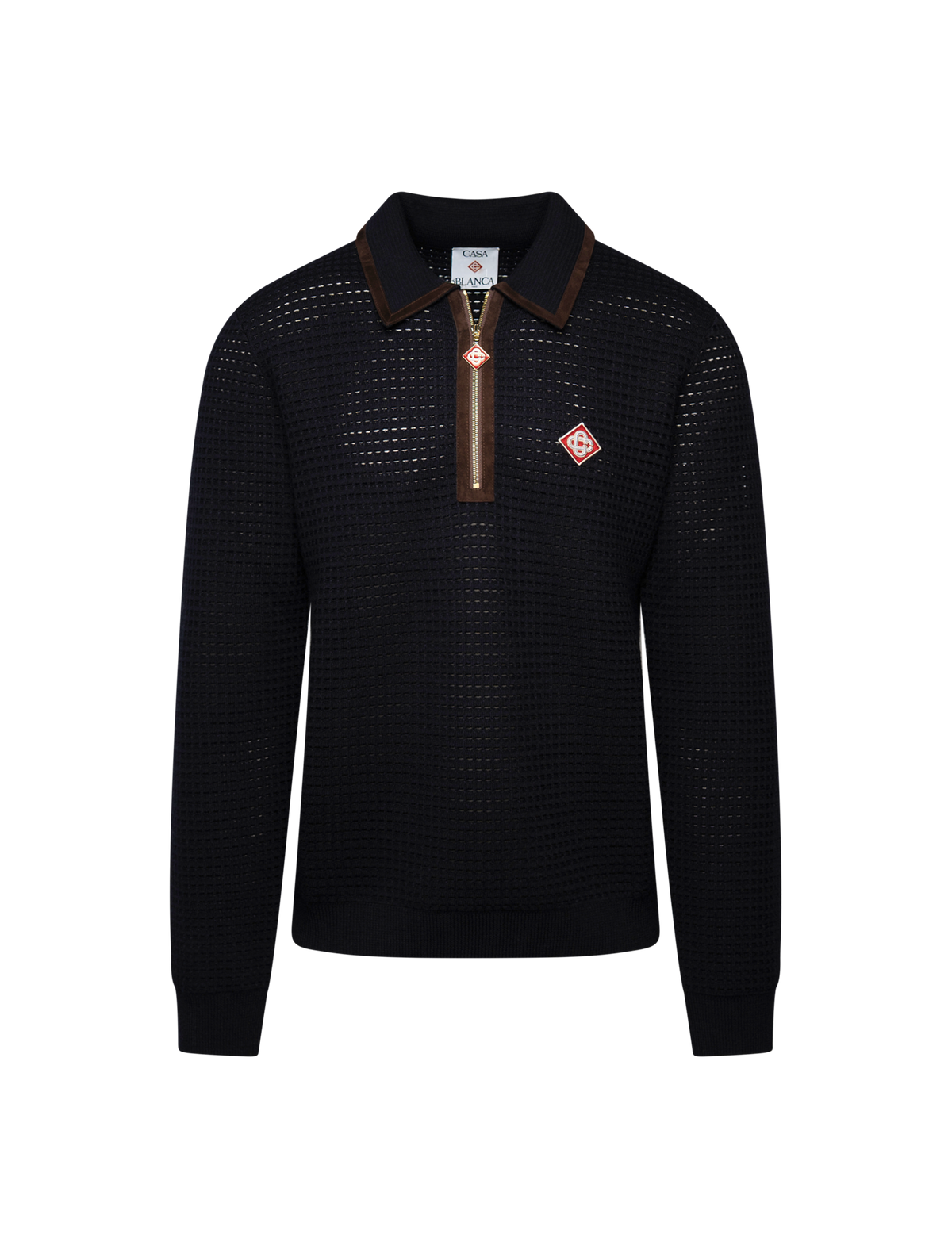Waffle longsleeve polo shirt