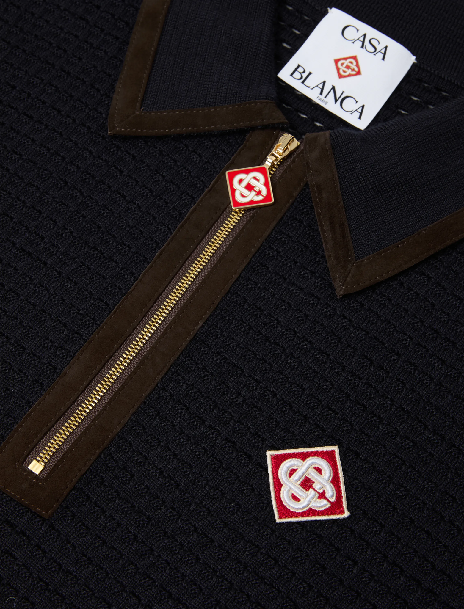 Waffle longsleeve polo shirt