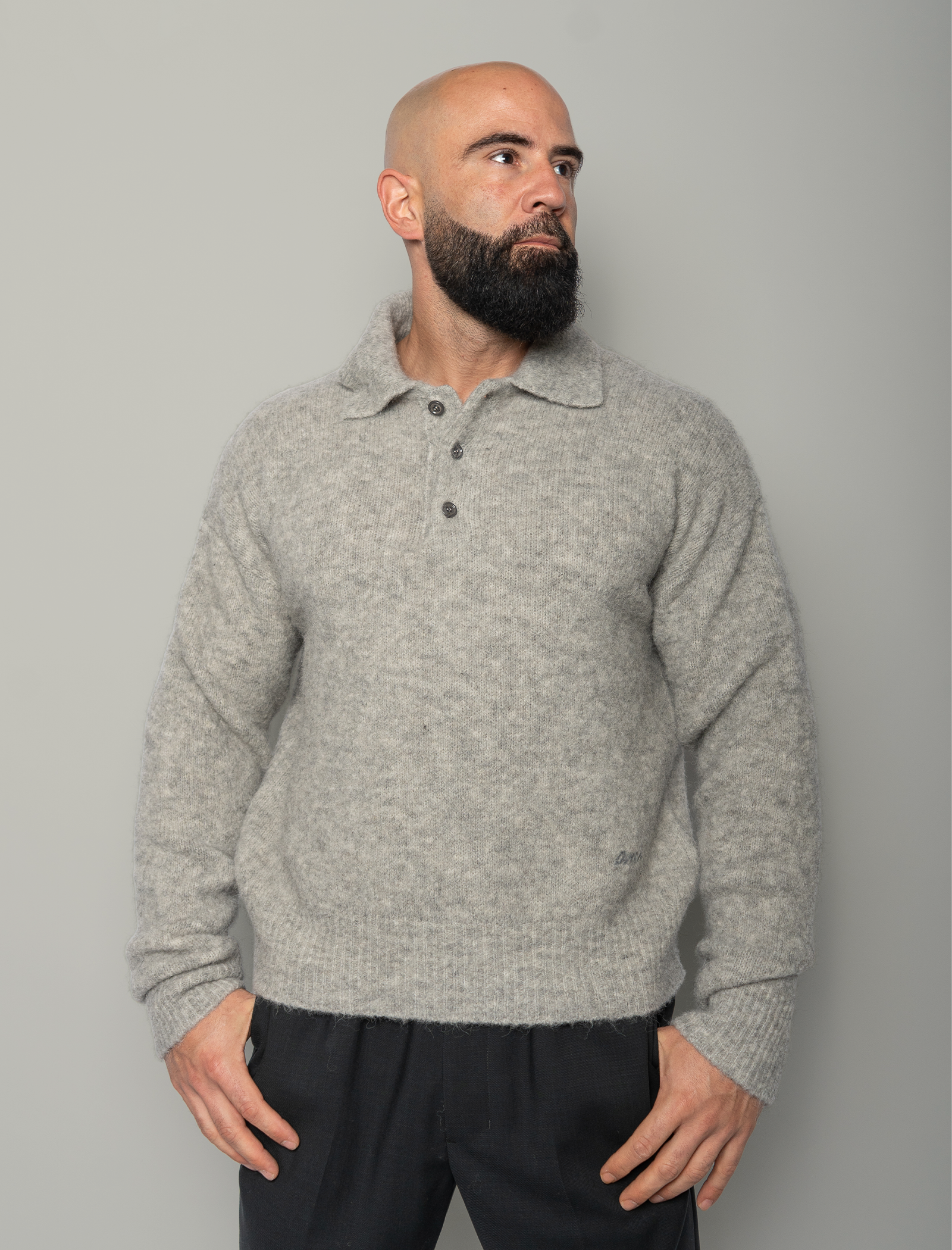 Alpaca knitted polo shirt