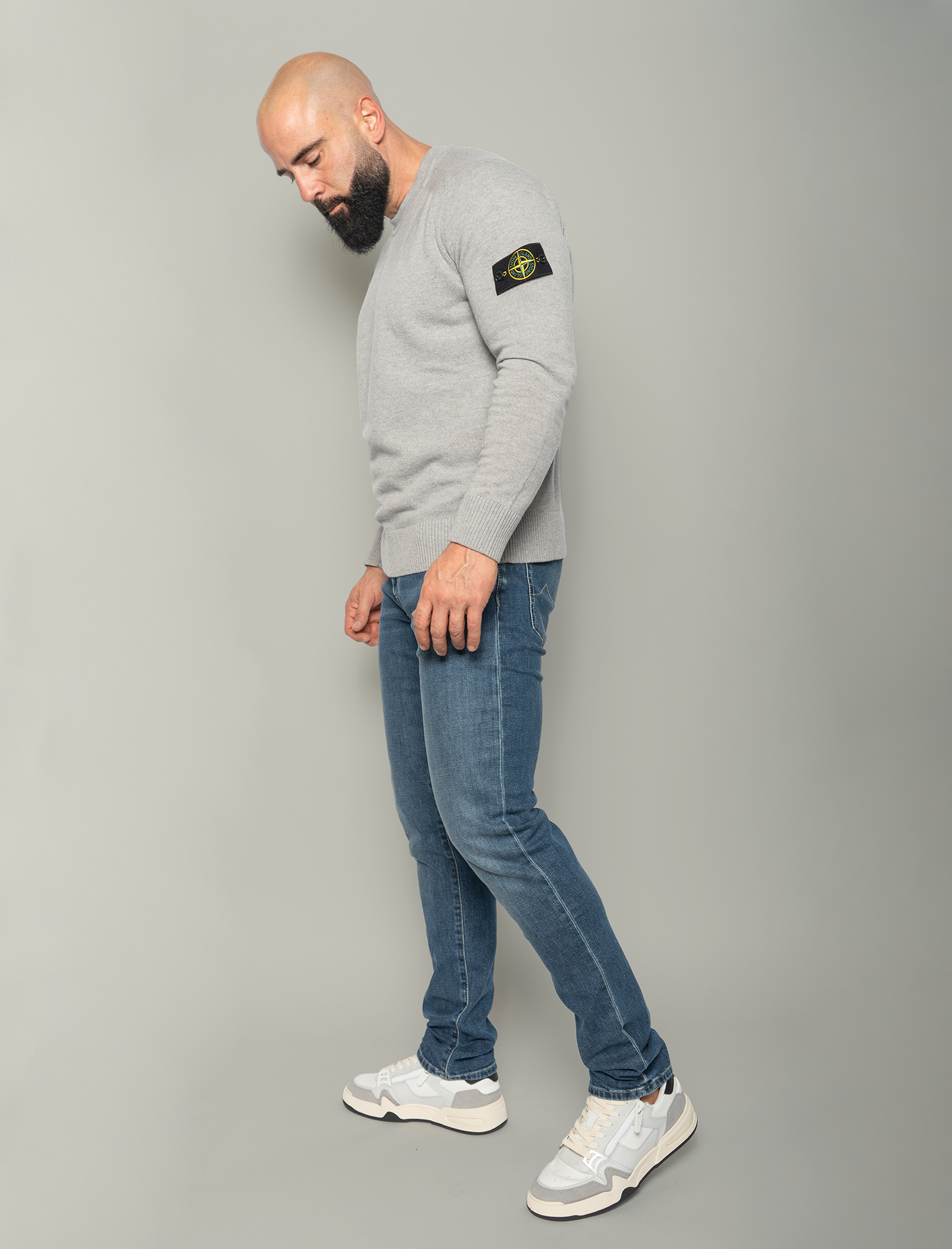 Crewneck raglan wool jumper