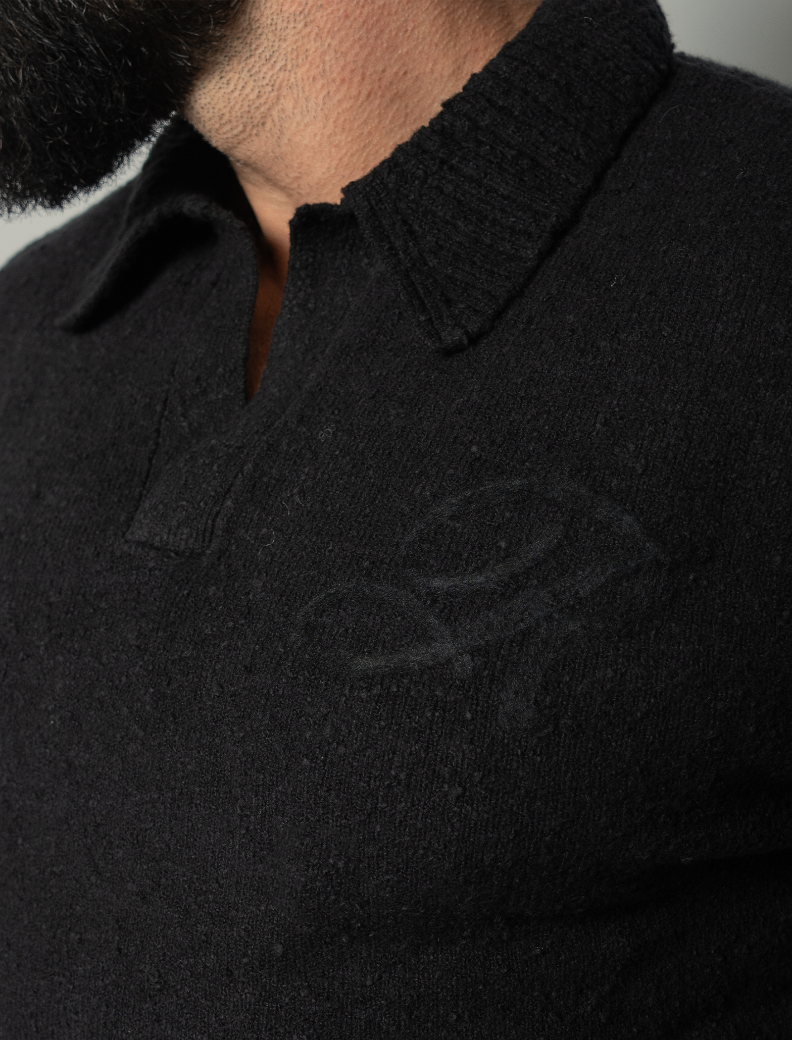 Knitted long sleeve polo shirt