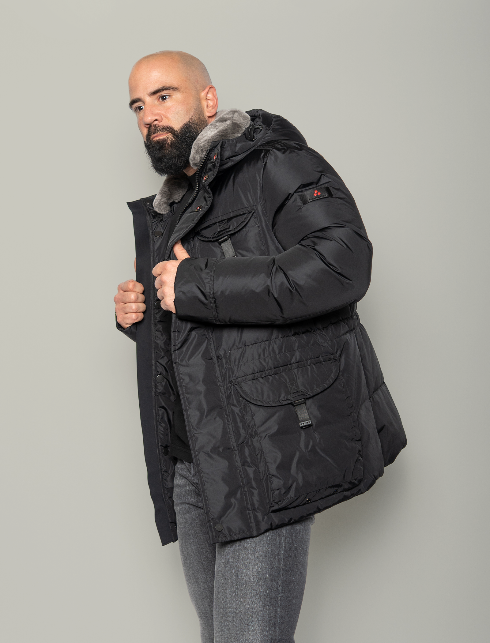 Aiptek nylon chine fur jacket