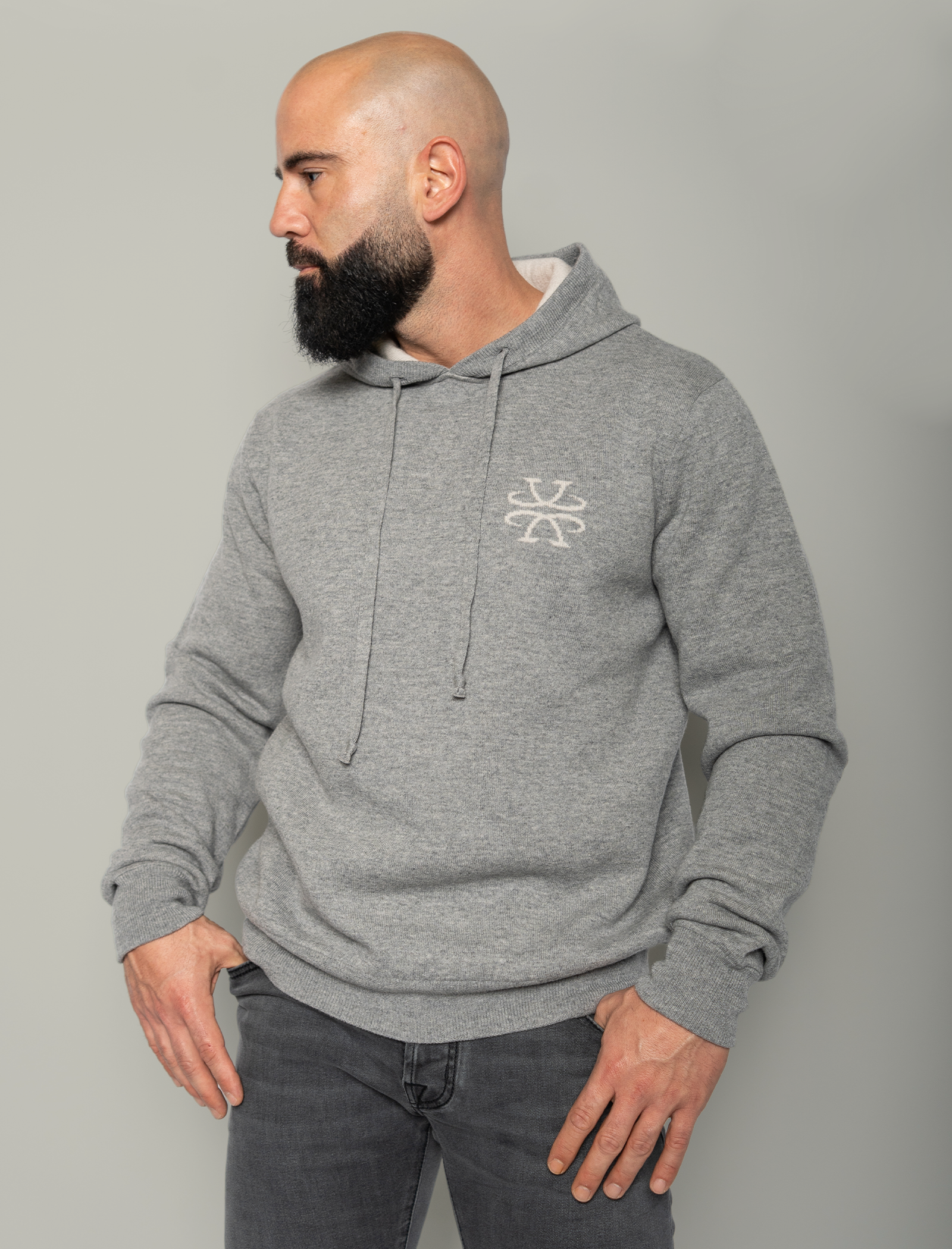 Knitted Jacquard logo hoodie