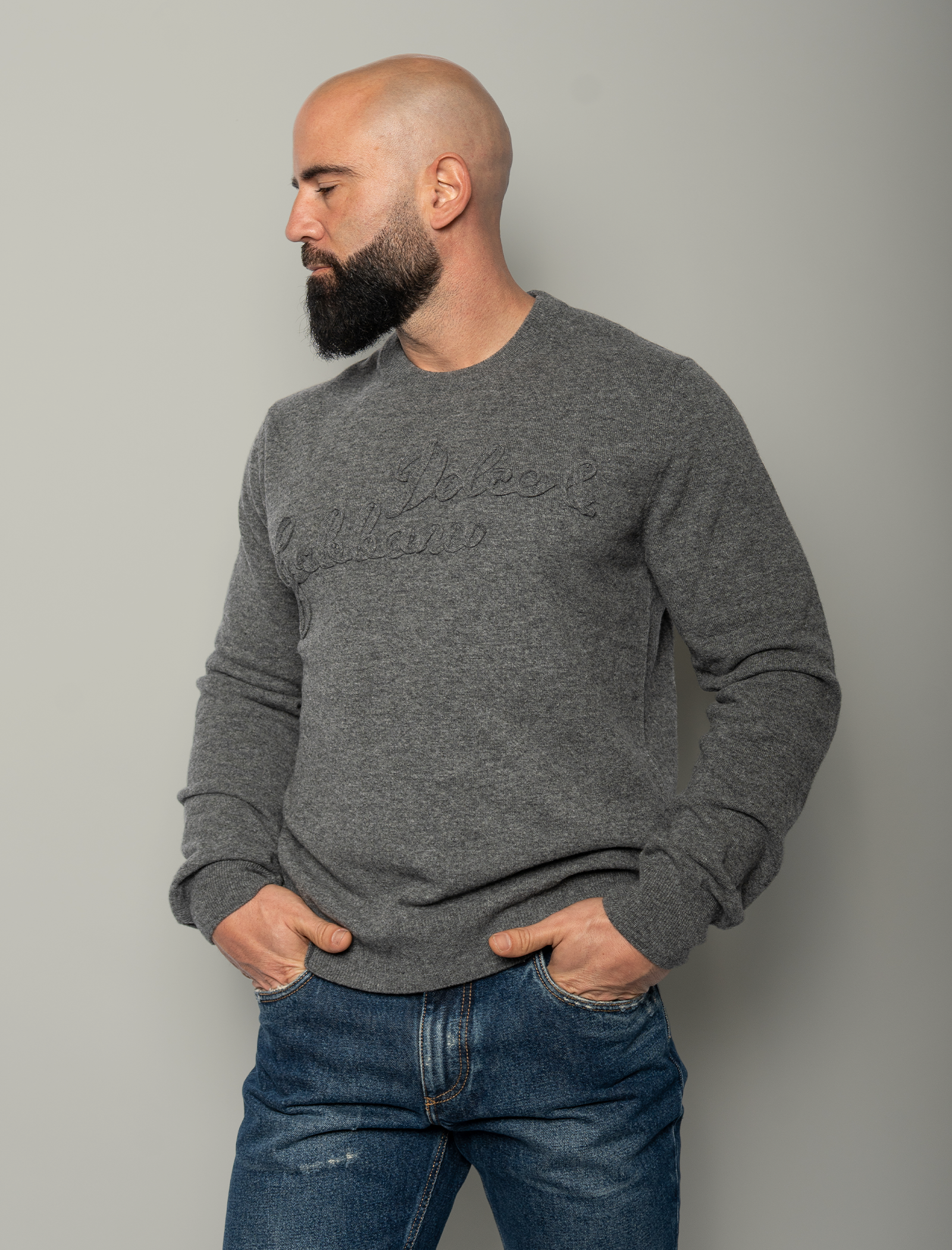 Embroidered logo wool jumper