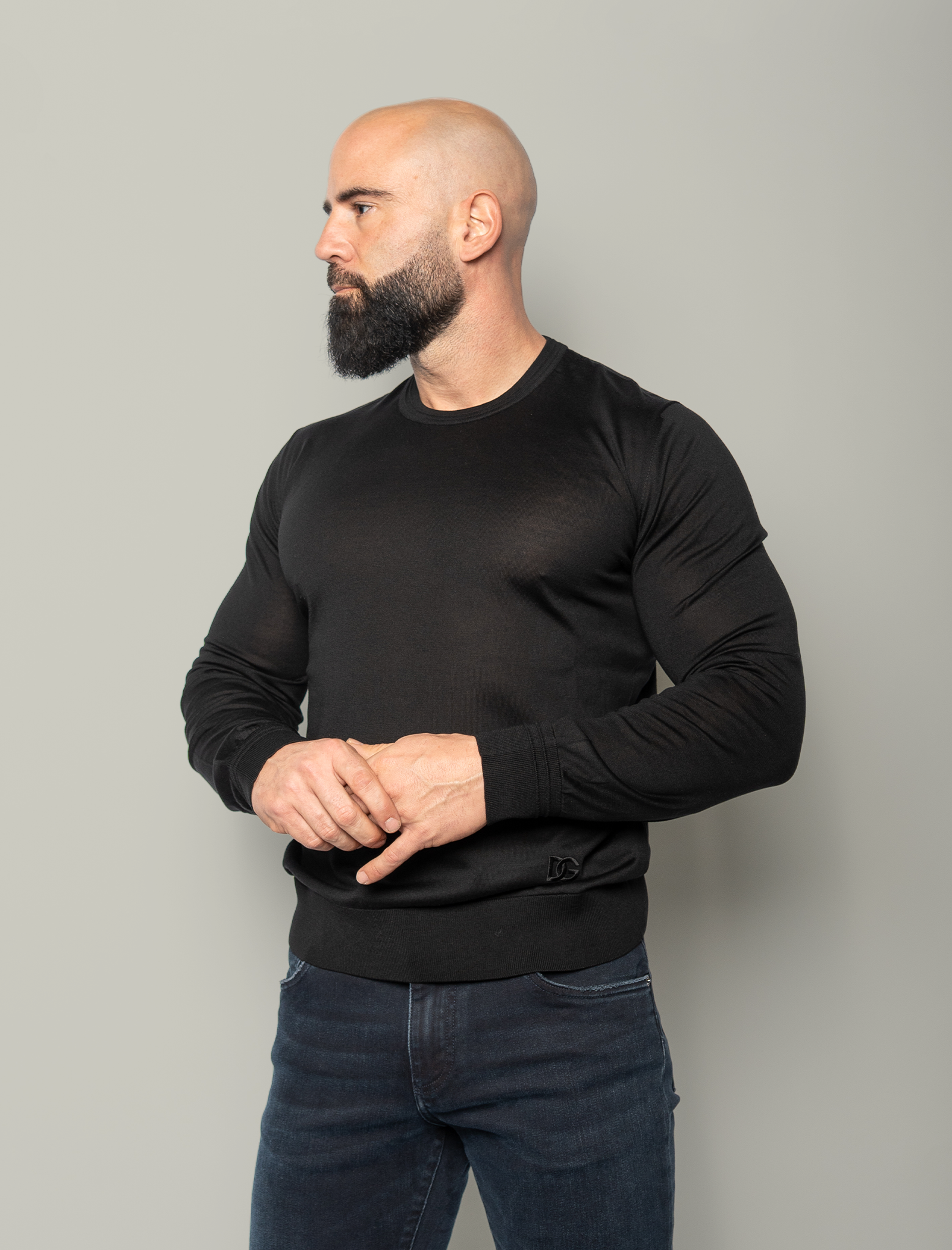 Silk crewneck knitted jumper