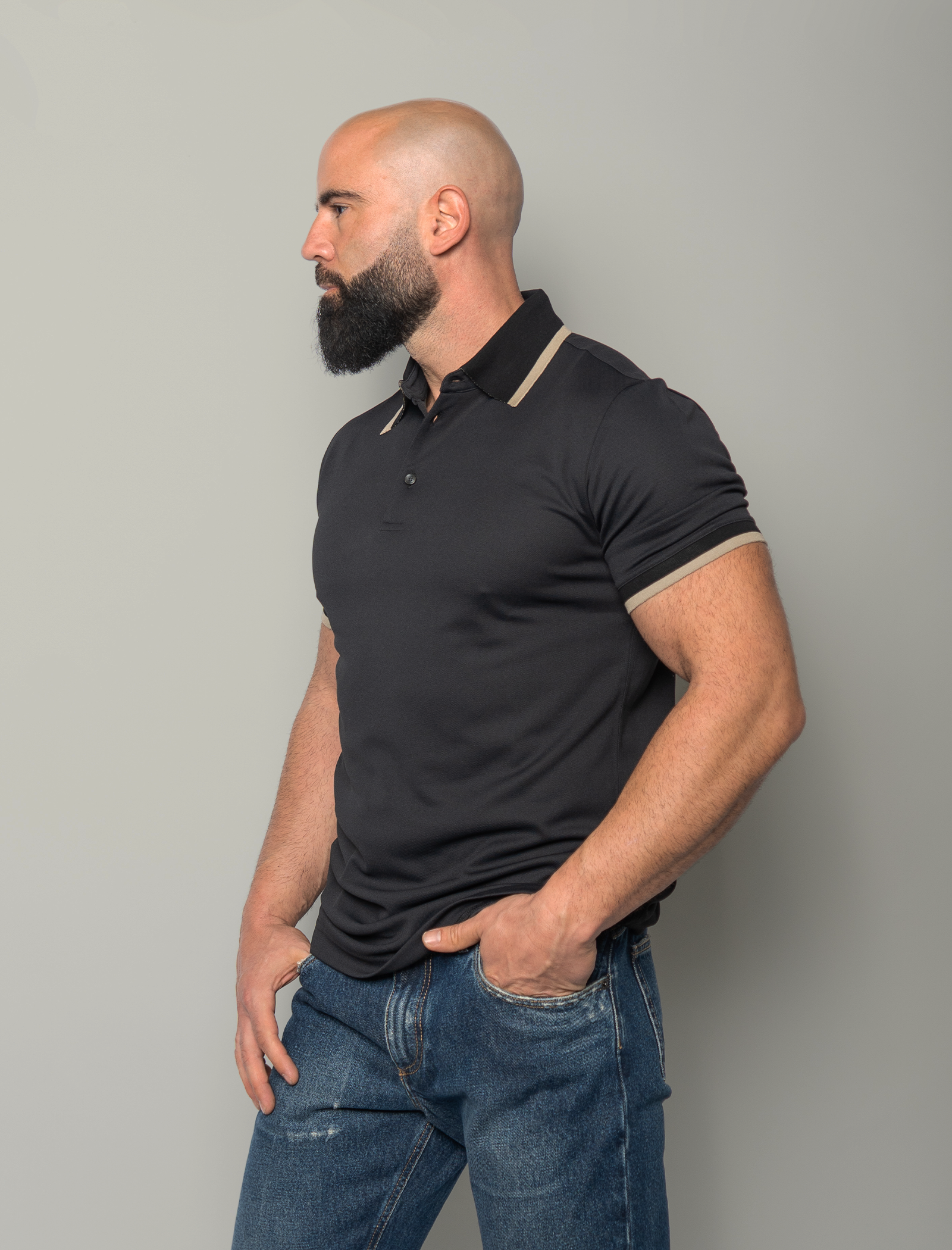 Two-tone jersey polo shirt