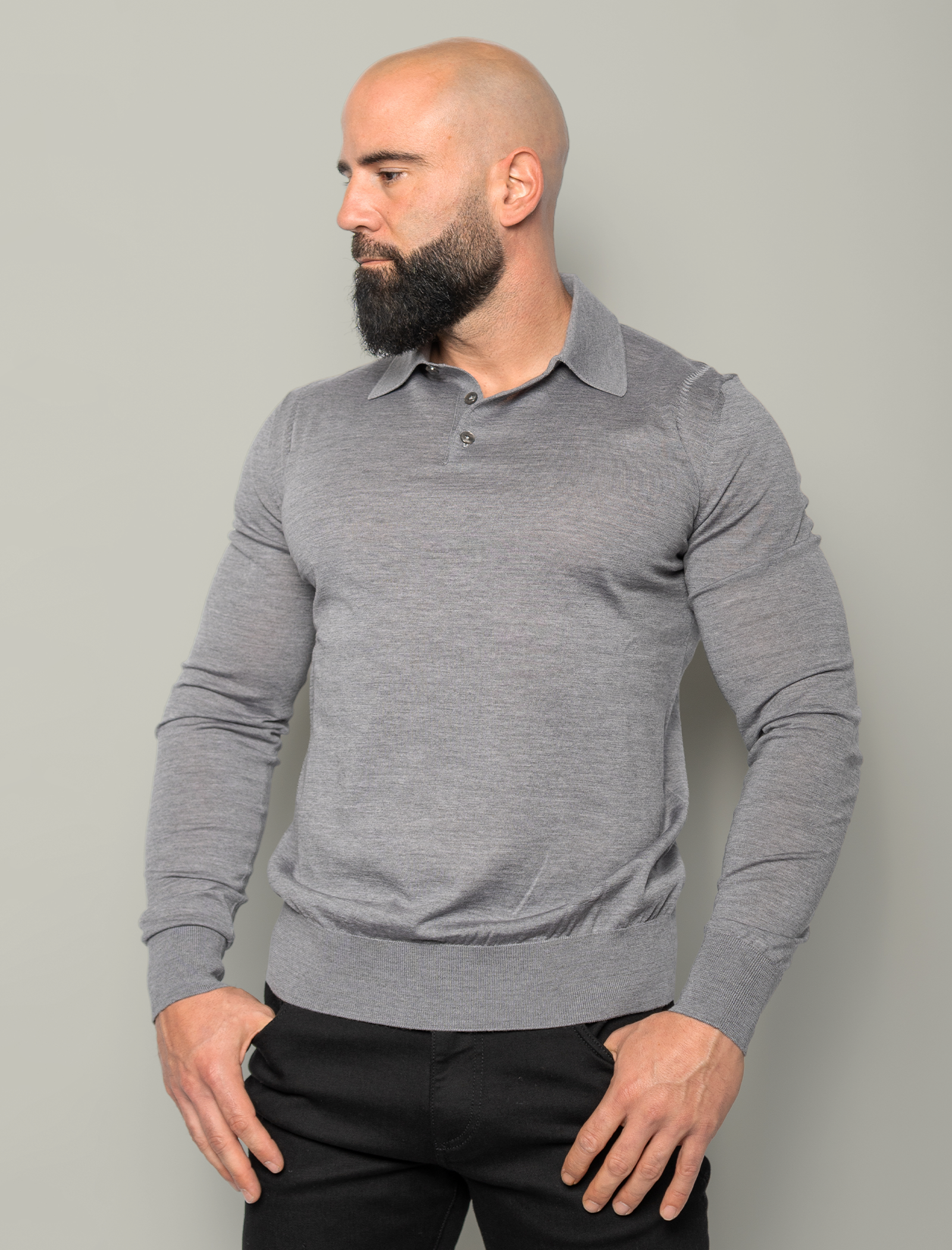 Knitted wool polo shirt