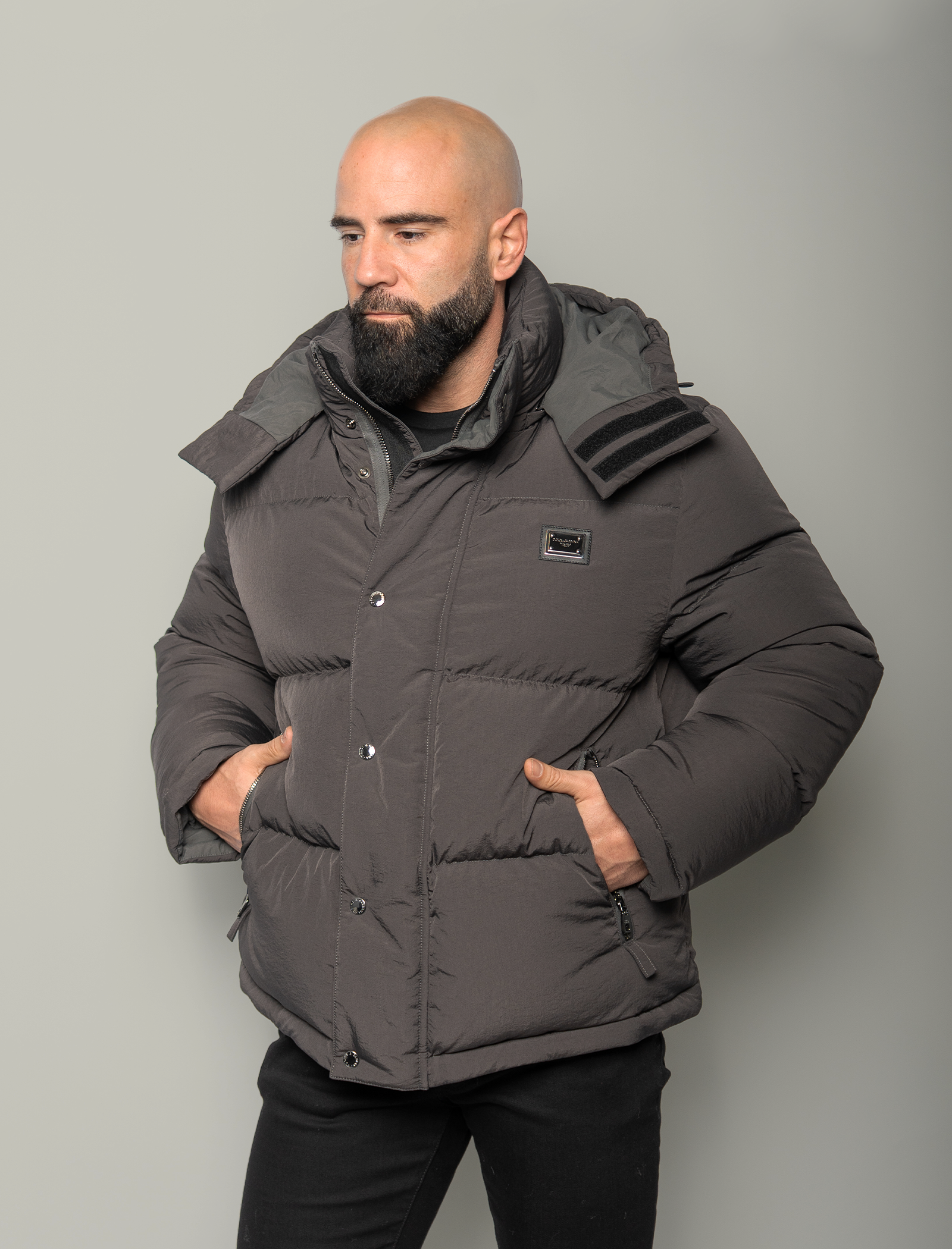 Plaque nylon padded jacket