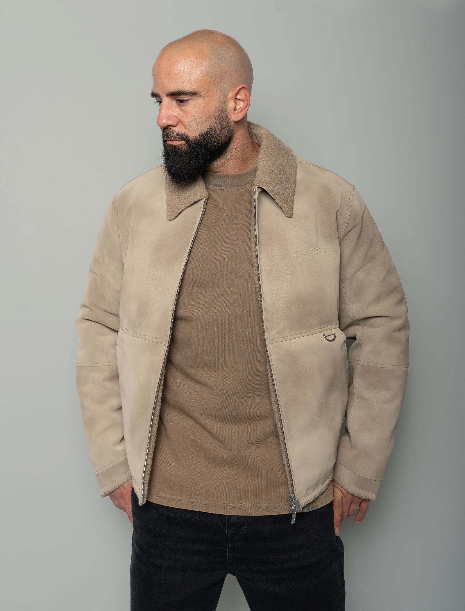 Shearling bomber jacket