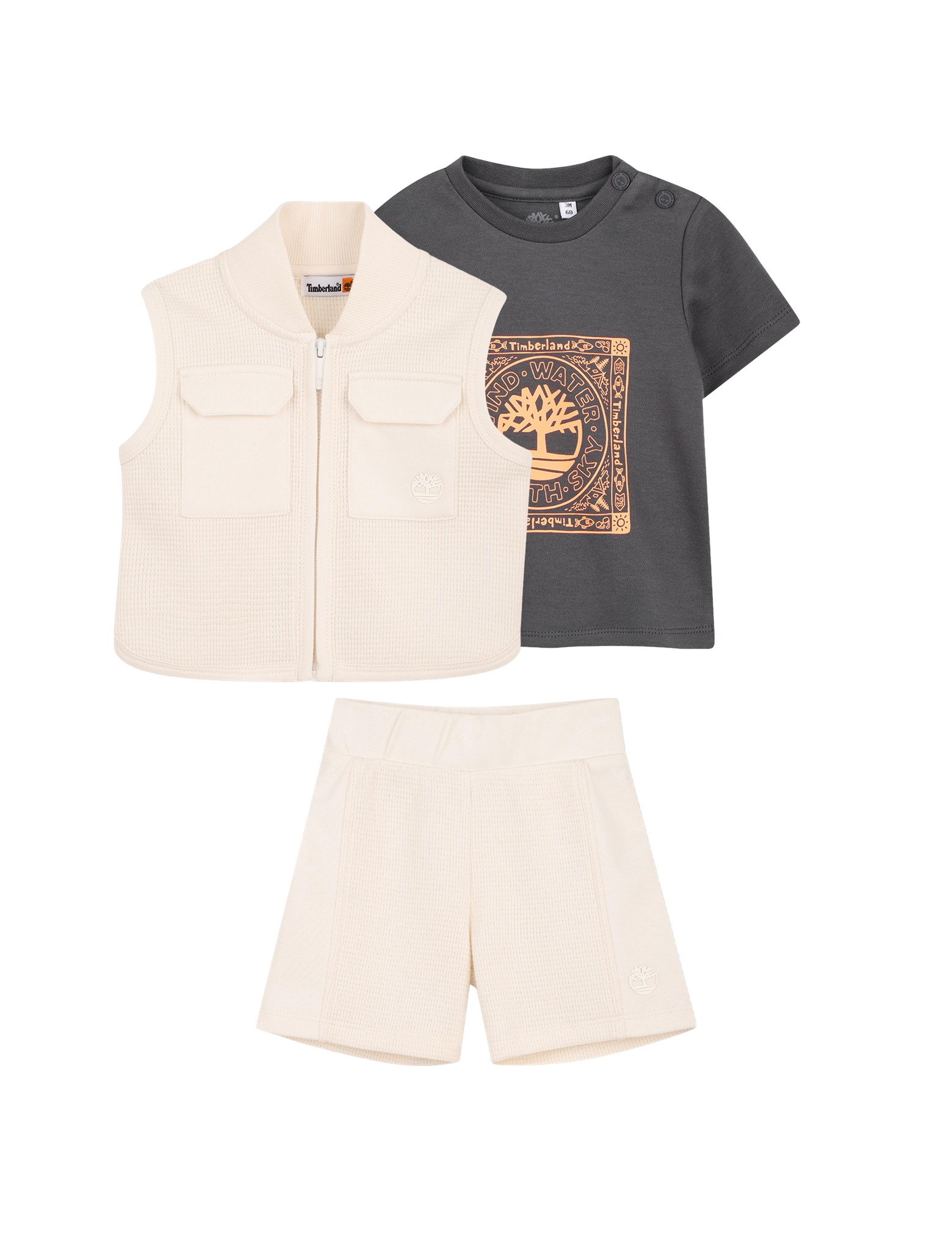 3-piece vest, shirt, short set