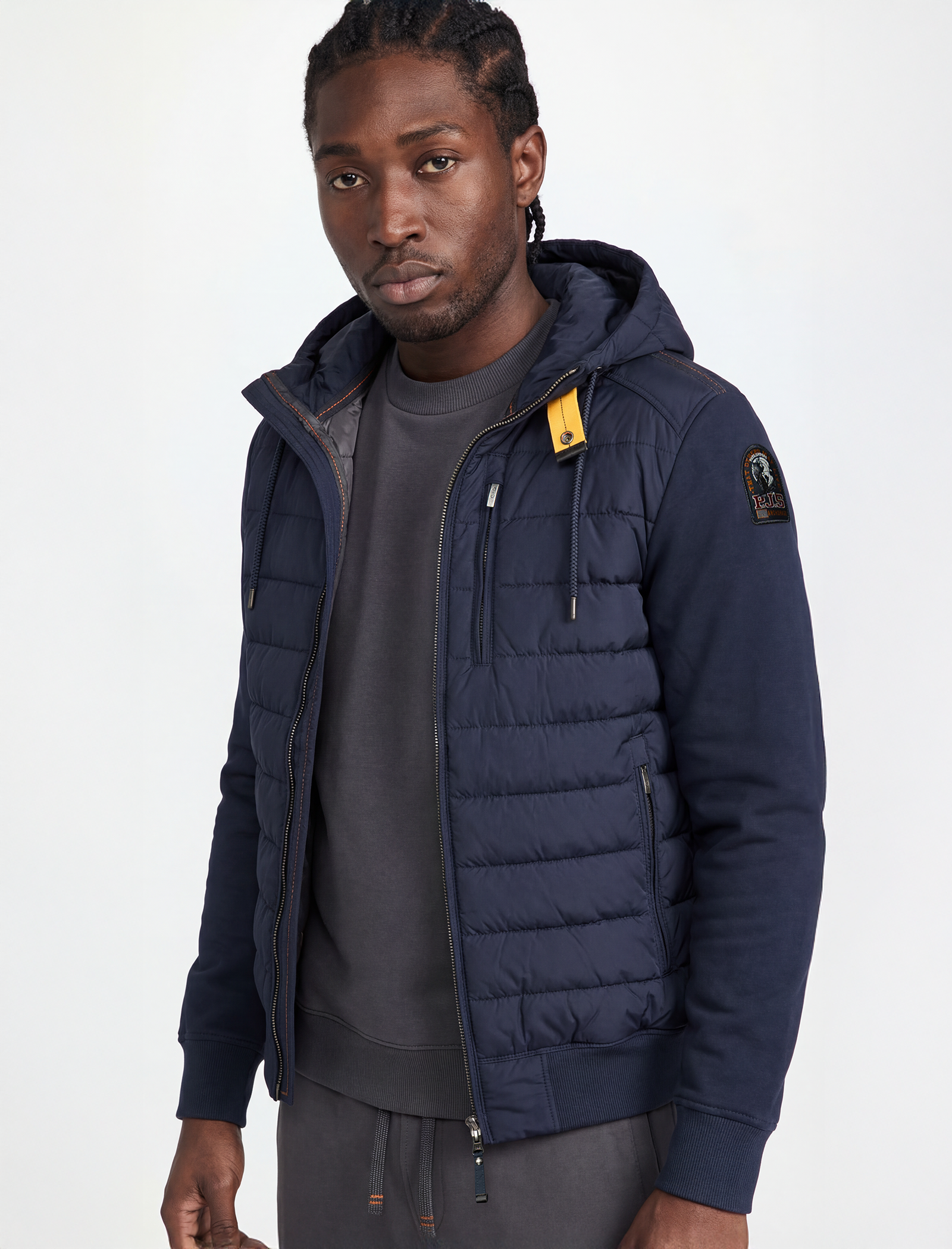 Fleece nylon hooded jacket