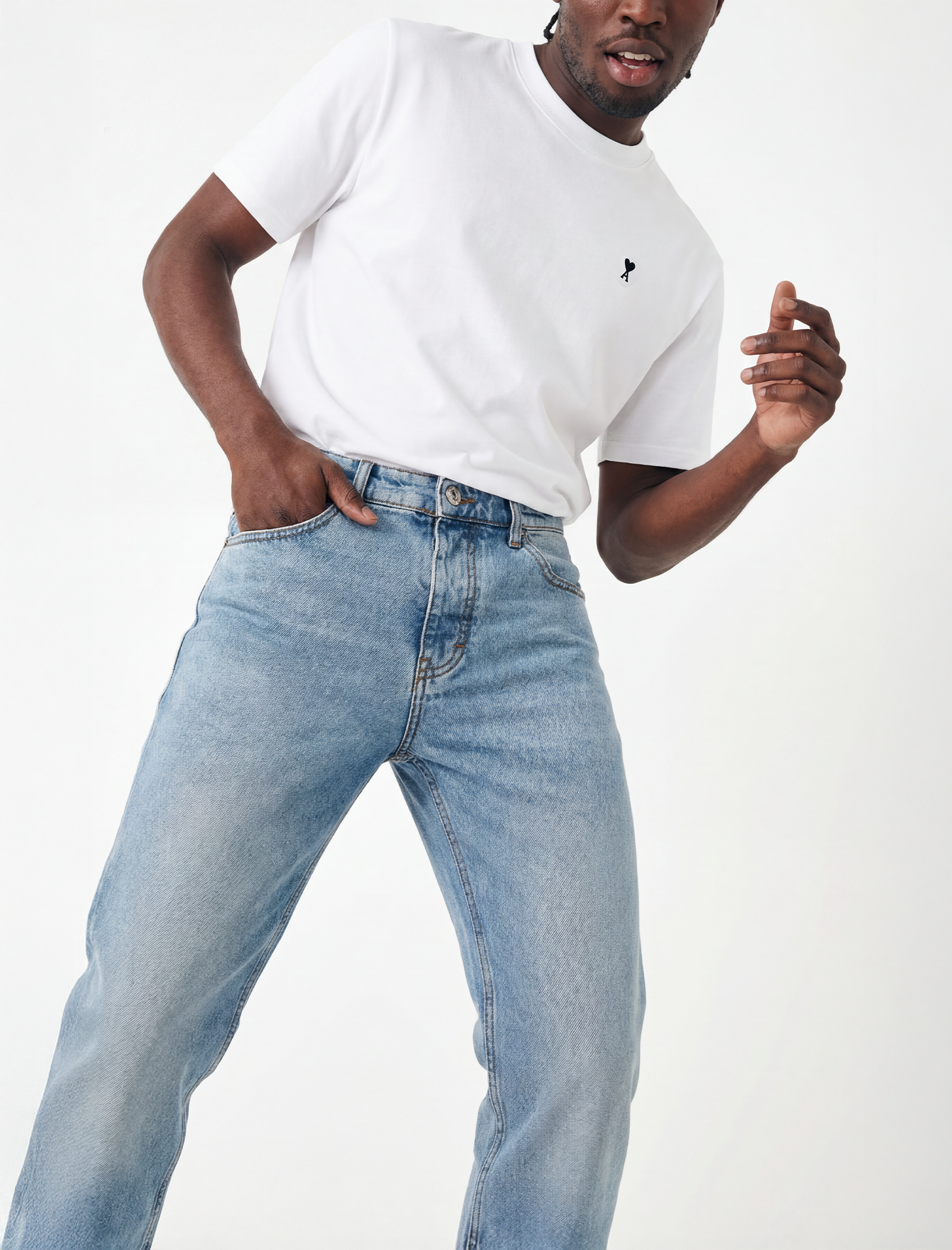 Classic fit indigo denim jeans