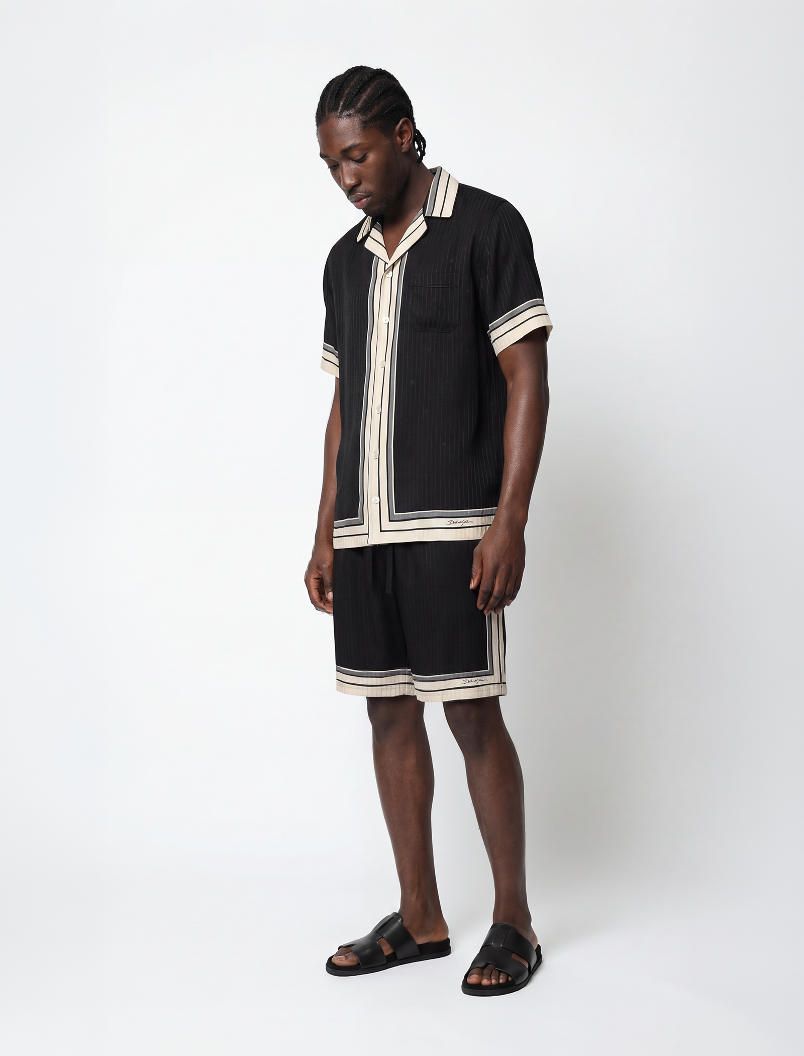 Logo stripe vanity silk shorts