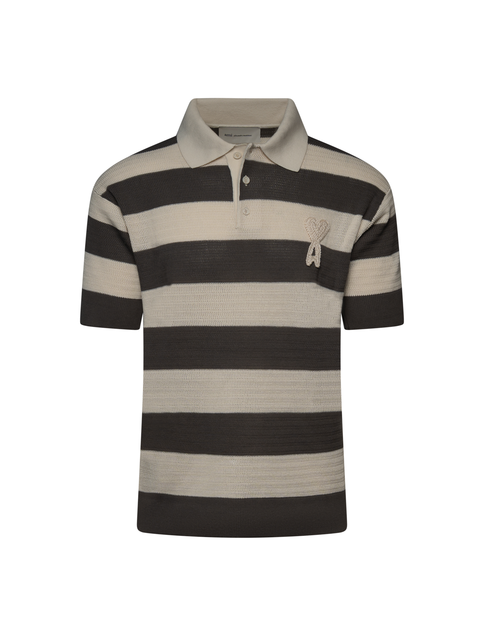 Ajouré stripped knitted polo