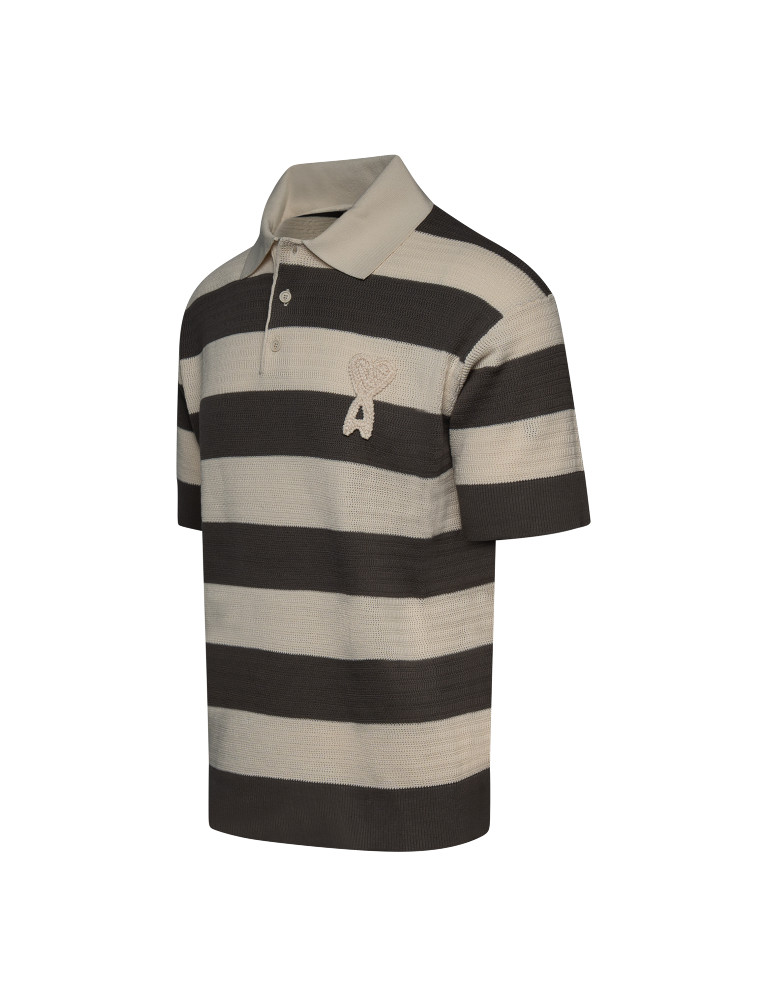 Ajouré stripped knitted polo