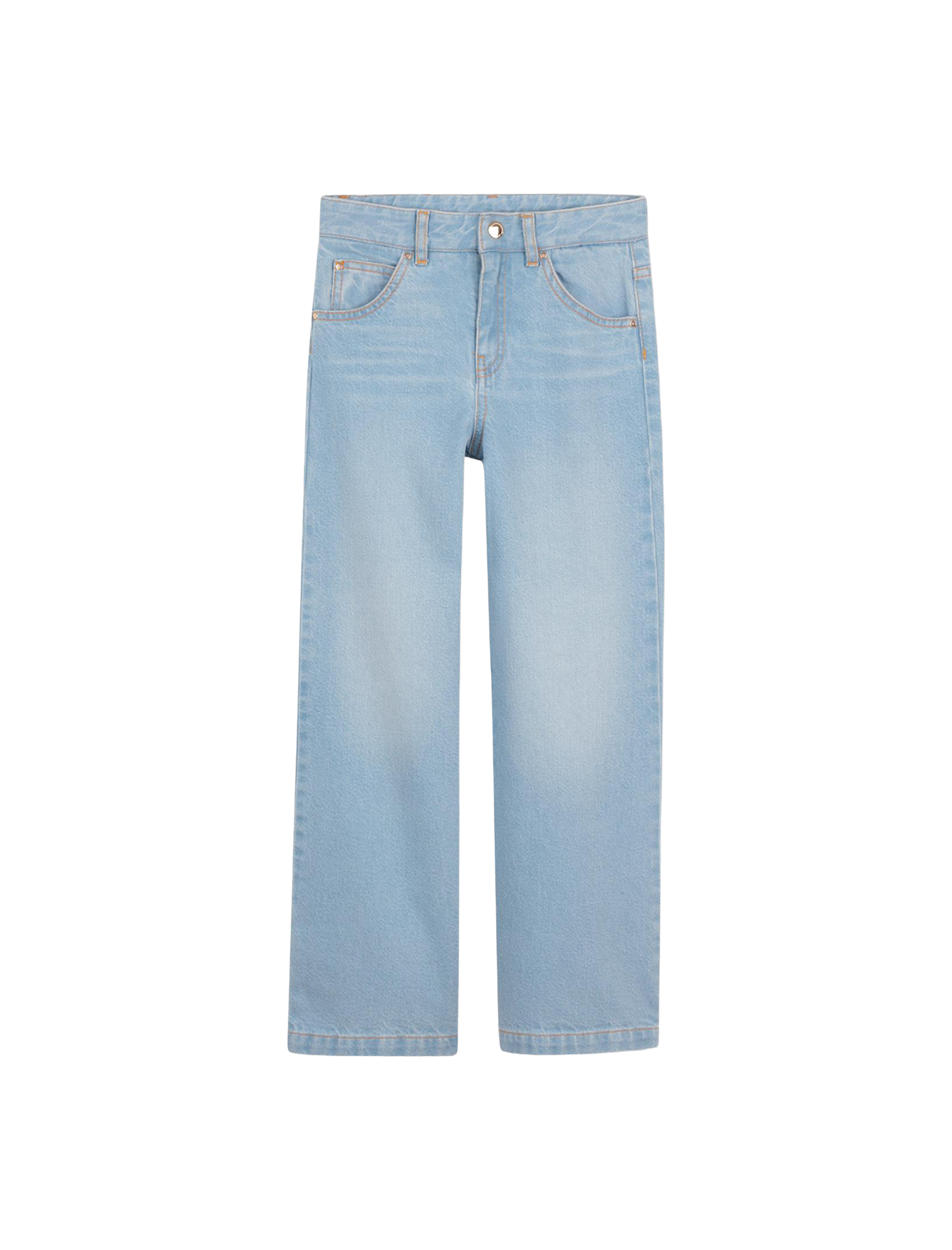 Five-pocket bleach denim jeans