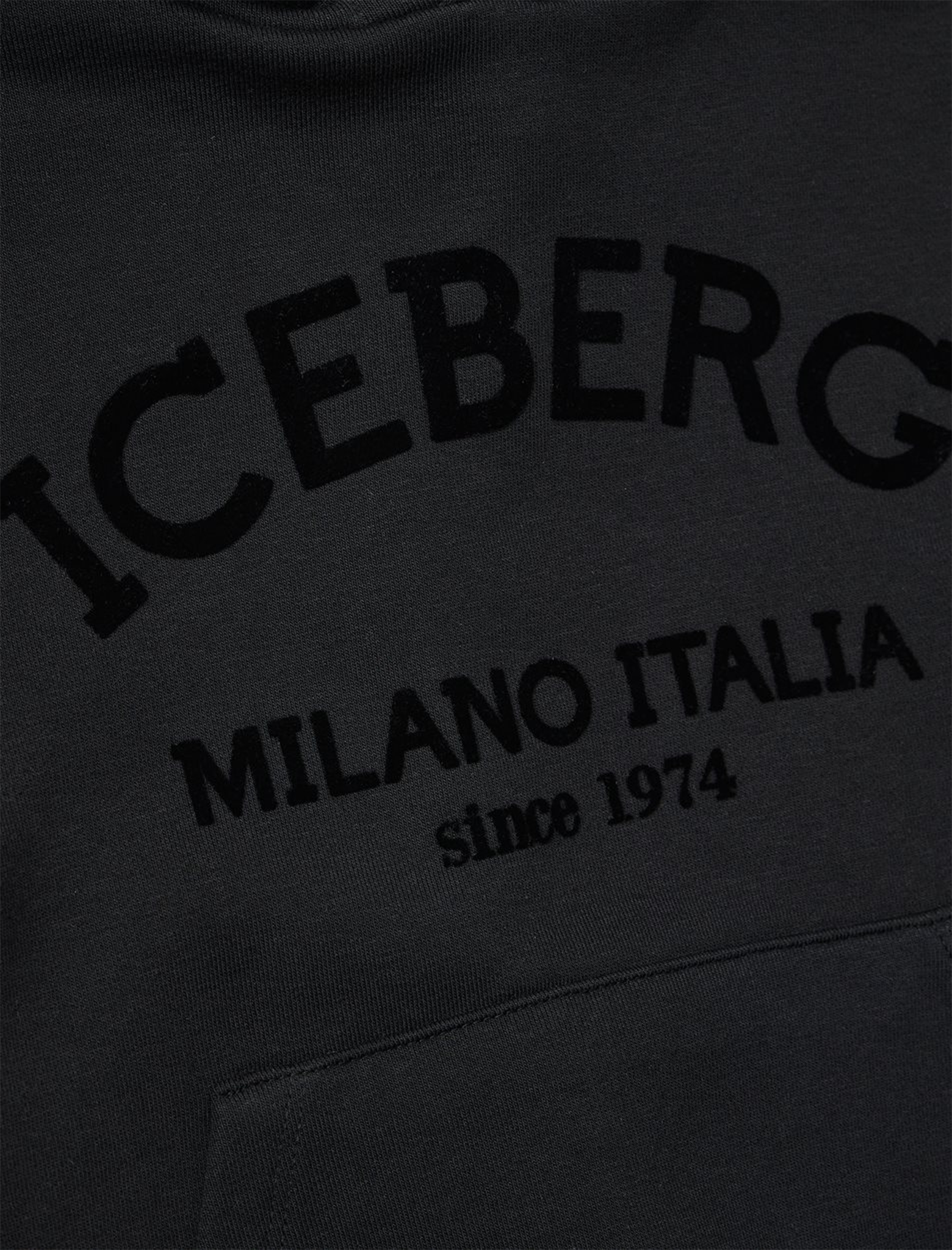 Flocked logo fleeced hoodie