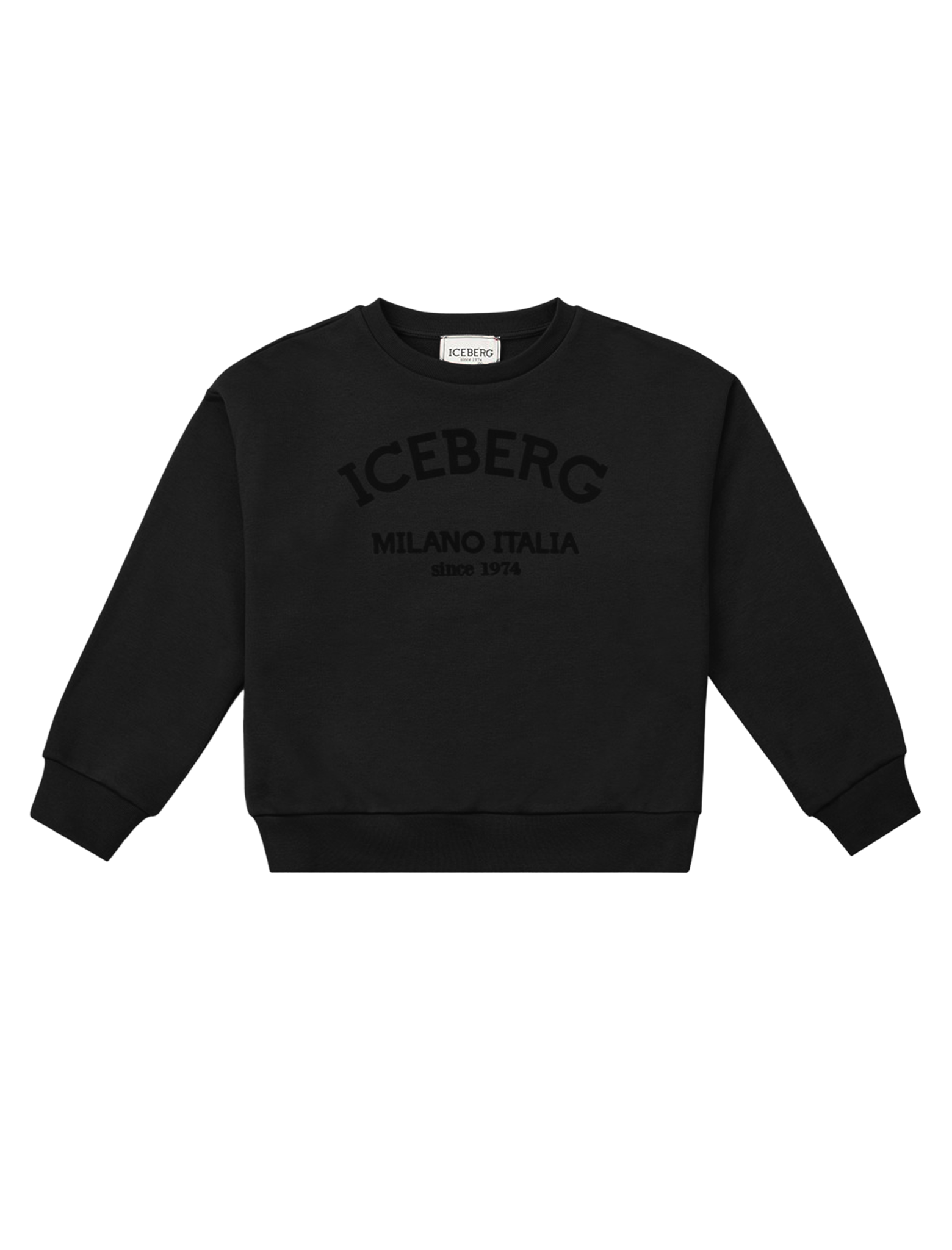 Flocked logo fleeced sweater