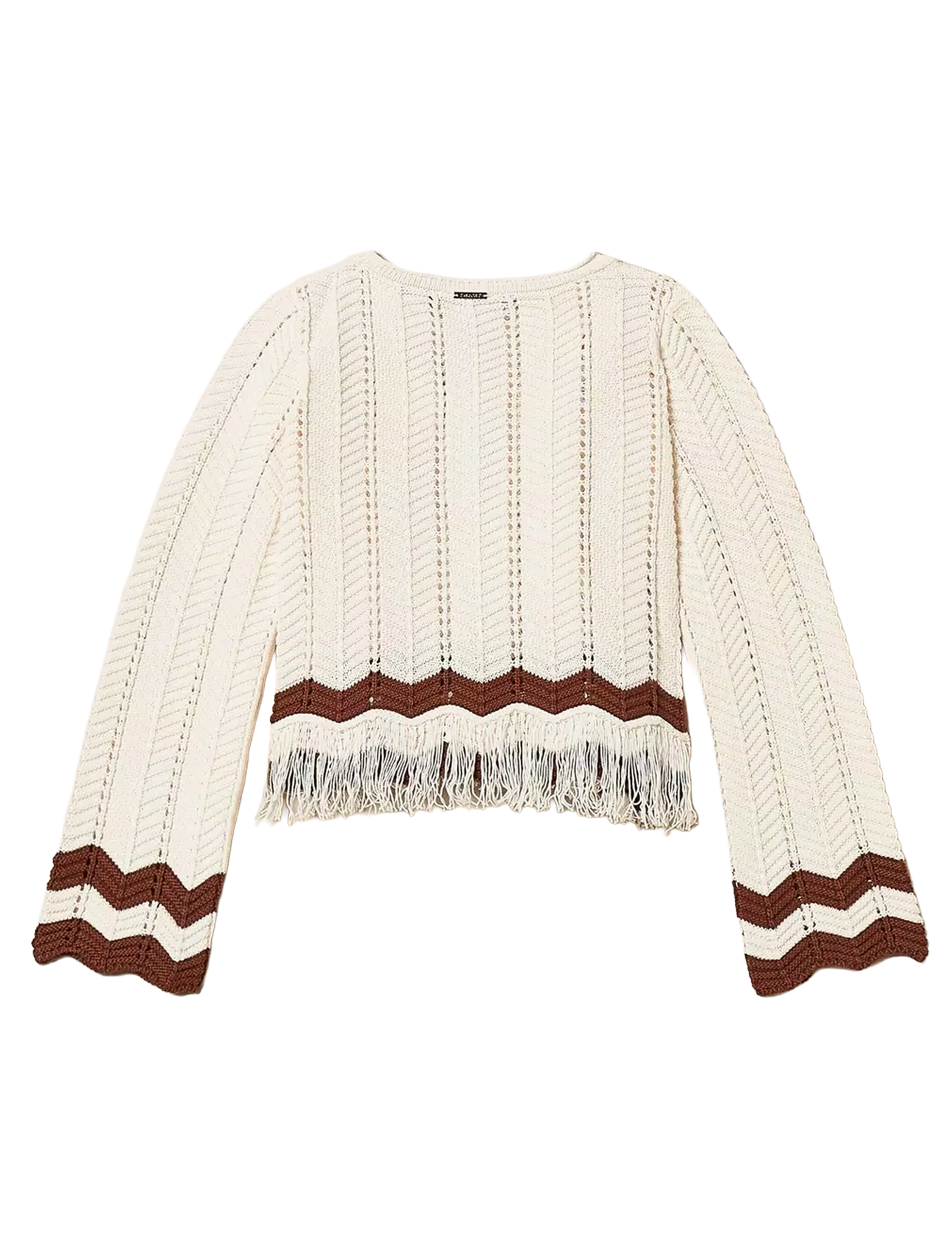 Knitted pattern fringes jumper
