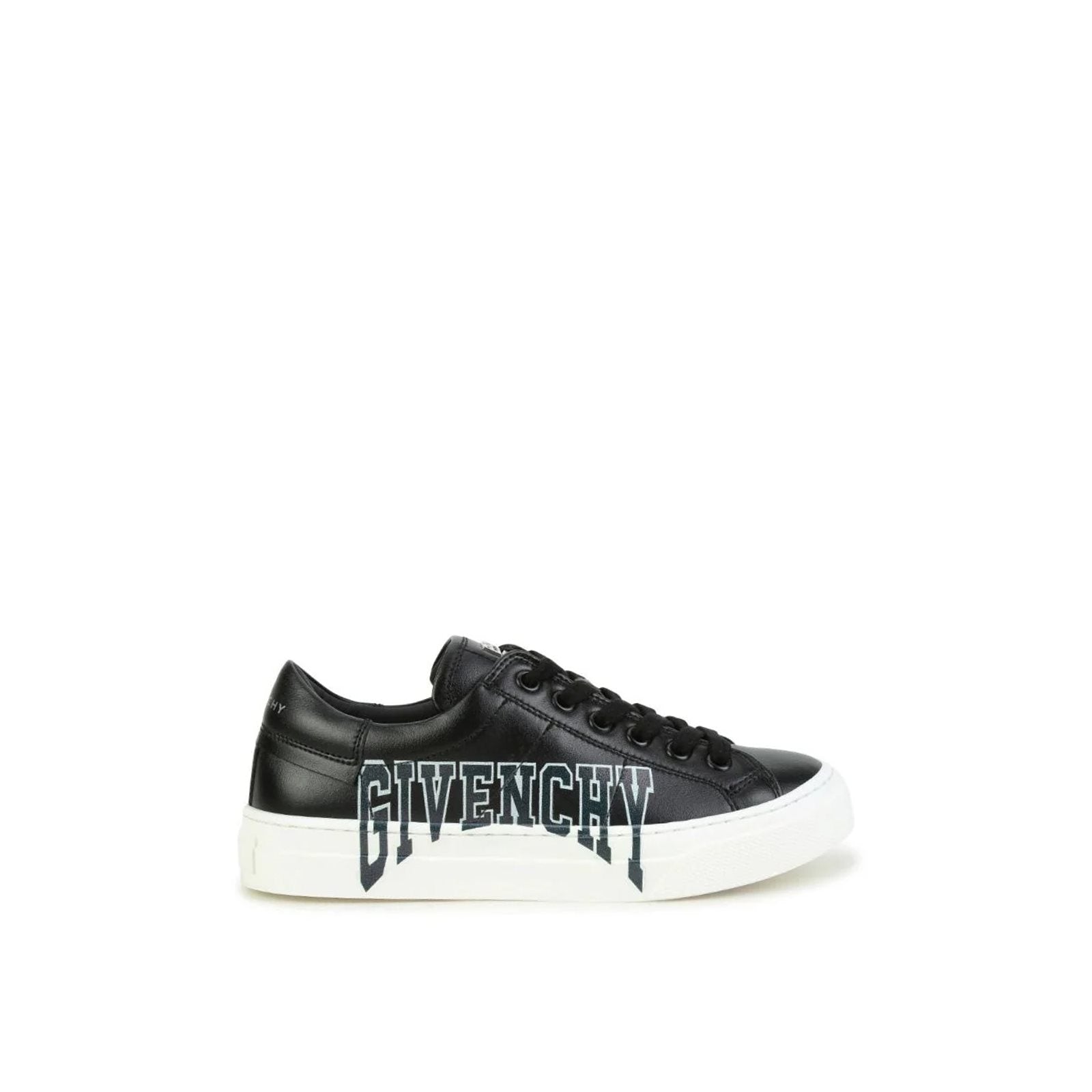 Leather logo print sneakers