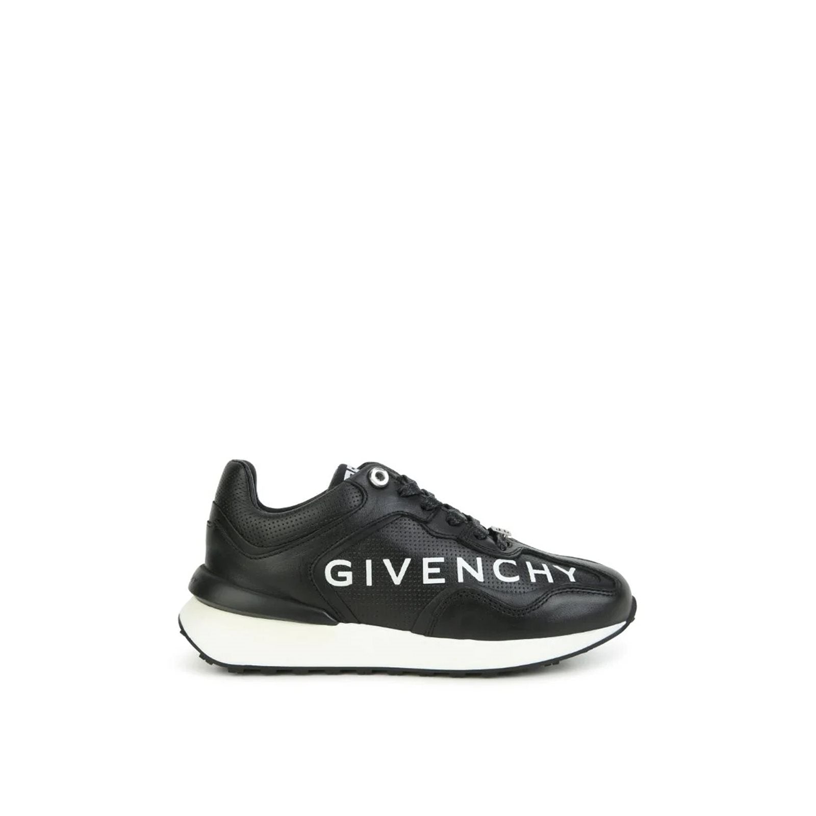 Leather logo print sneakers