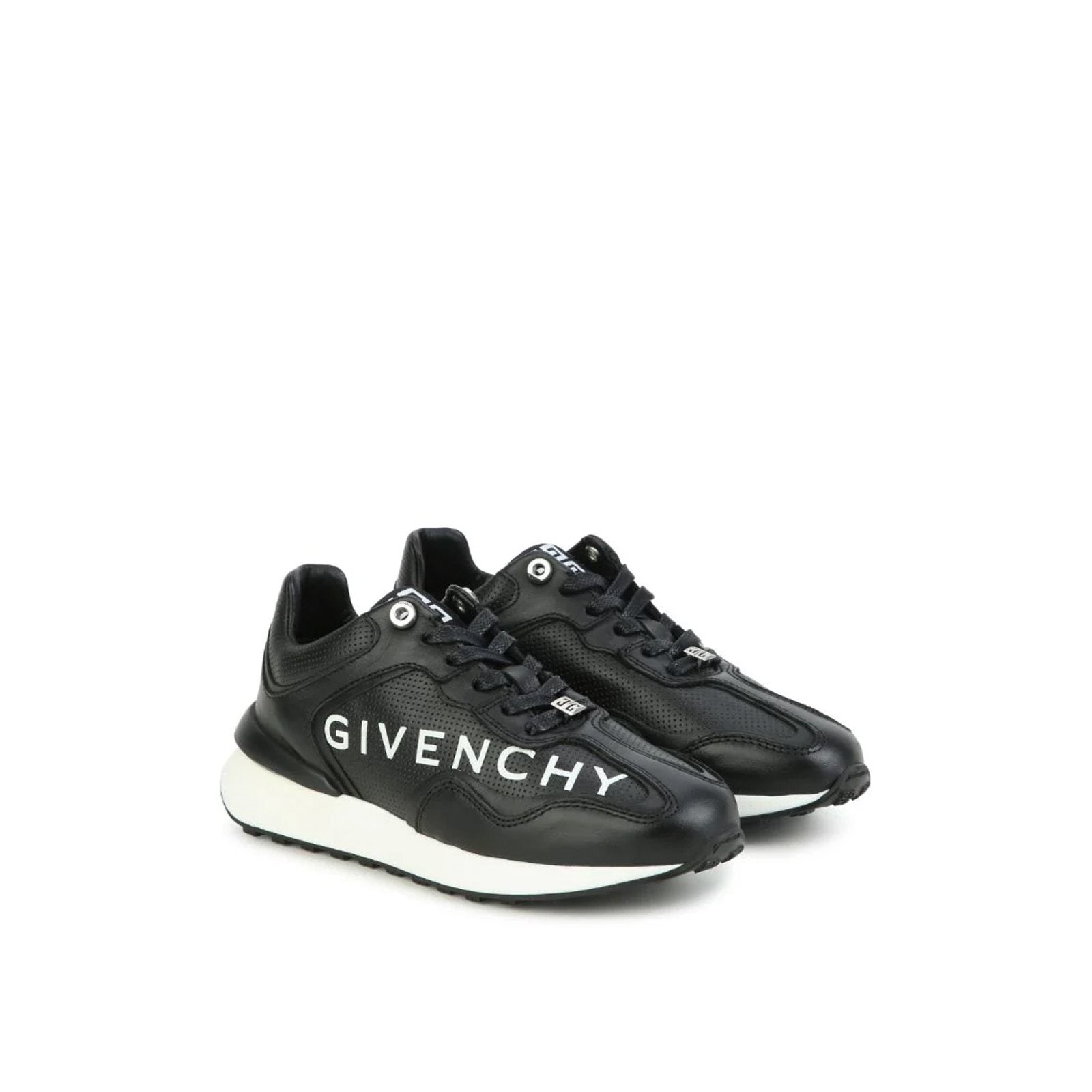 Leather logo print sneakers