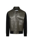 Mix material buttoned jacket