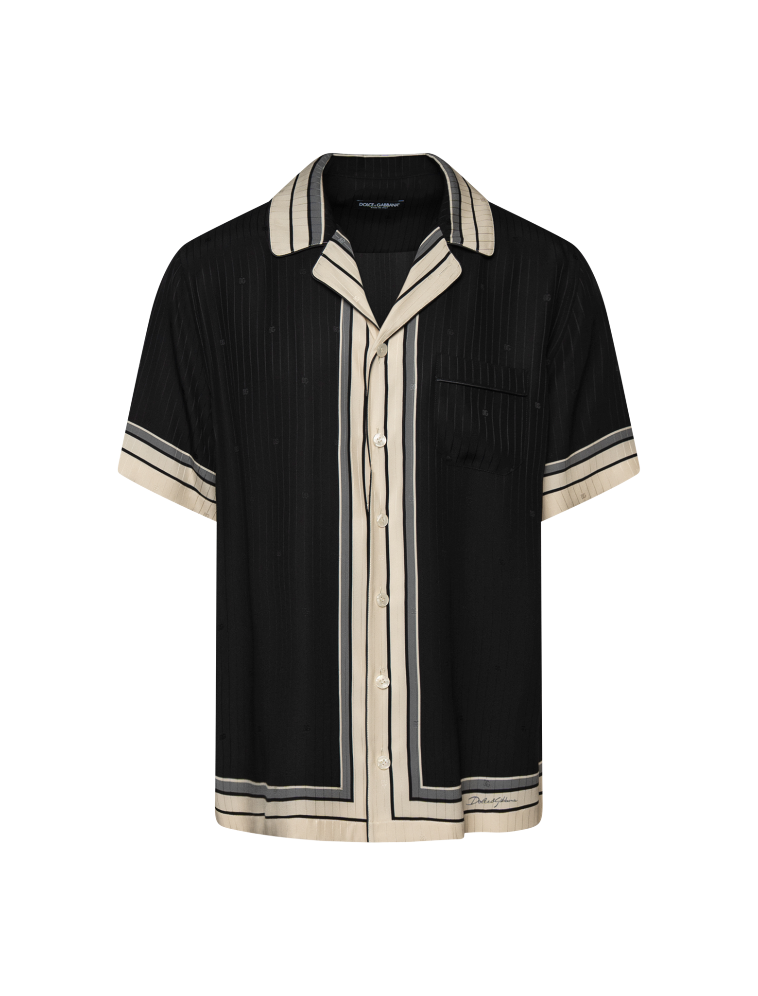 Logo stripe-print silk shirt