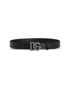 Logo buckle leather belt