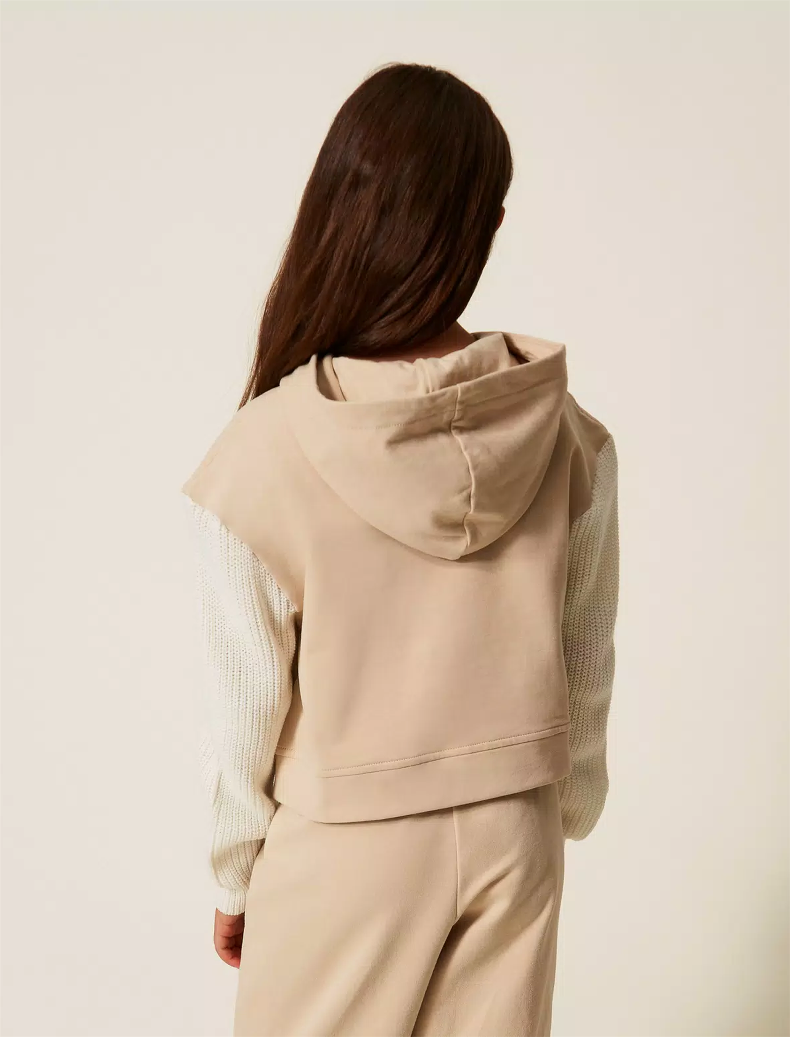 Logo knitted fleece hoodie