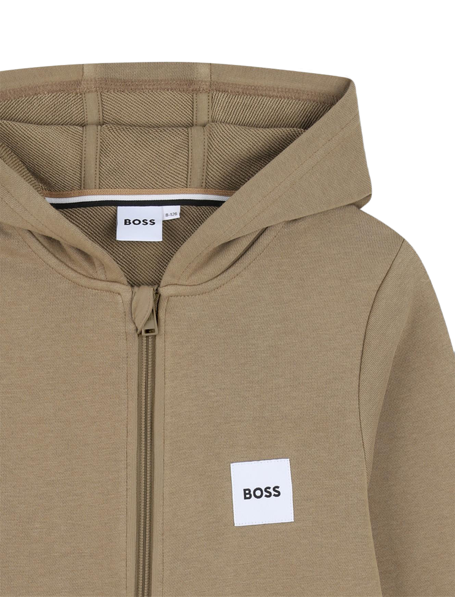 Logo patch zipped hoodie